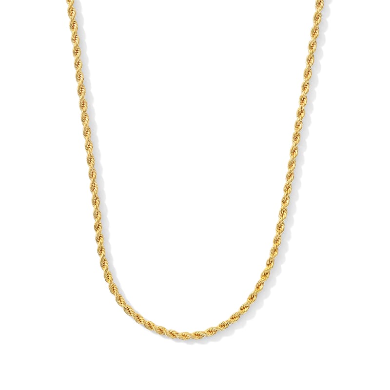 3mm Hollow Rope Necklace in 10K Yellow Gold 26 Inches 6.65 Grams