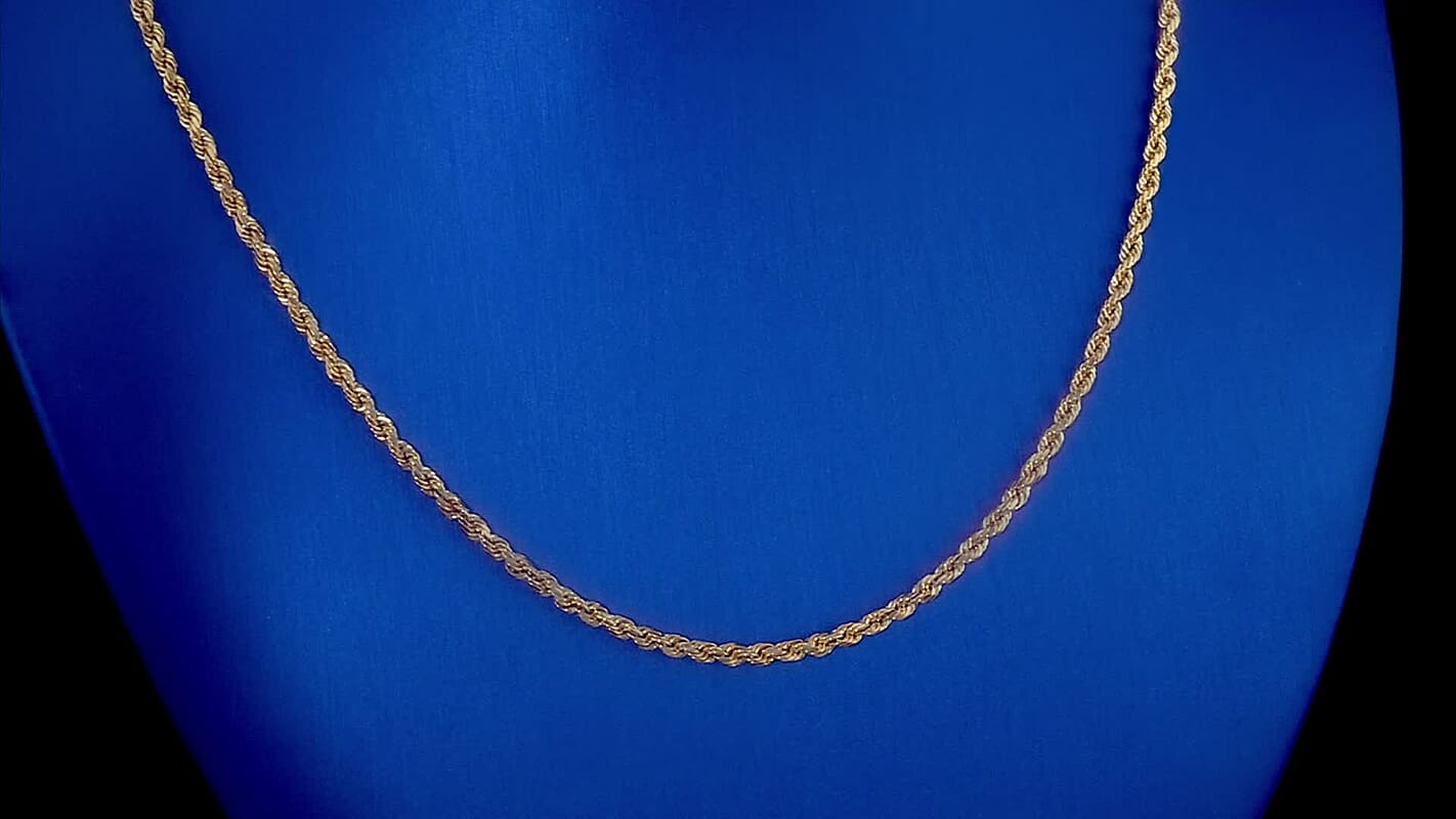 10K Yellow Gold 3mm Hollow Rope Necklace (26 Inches) (6.65 g)