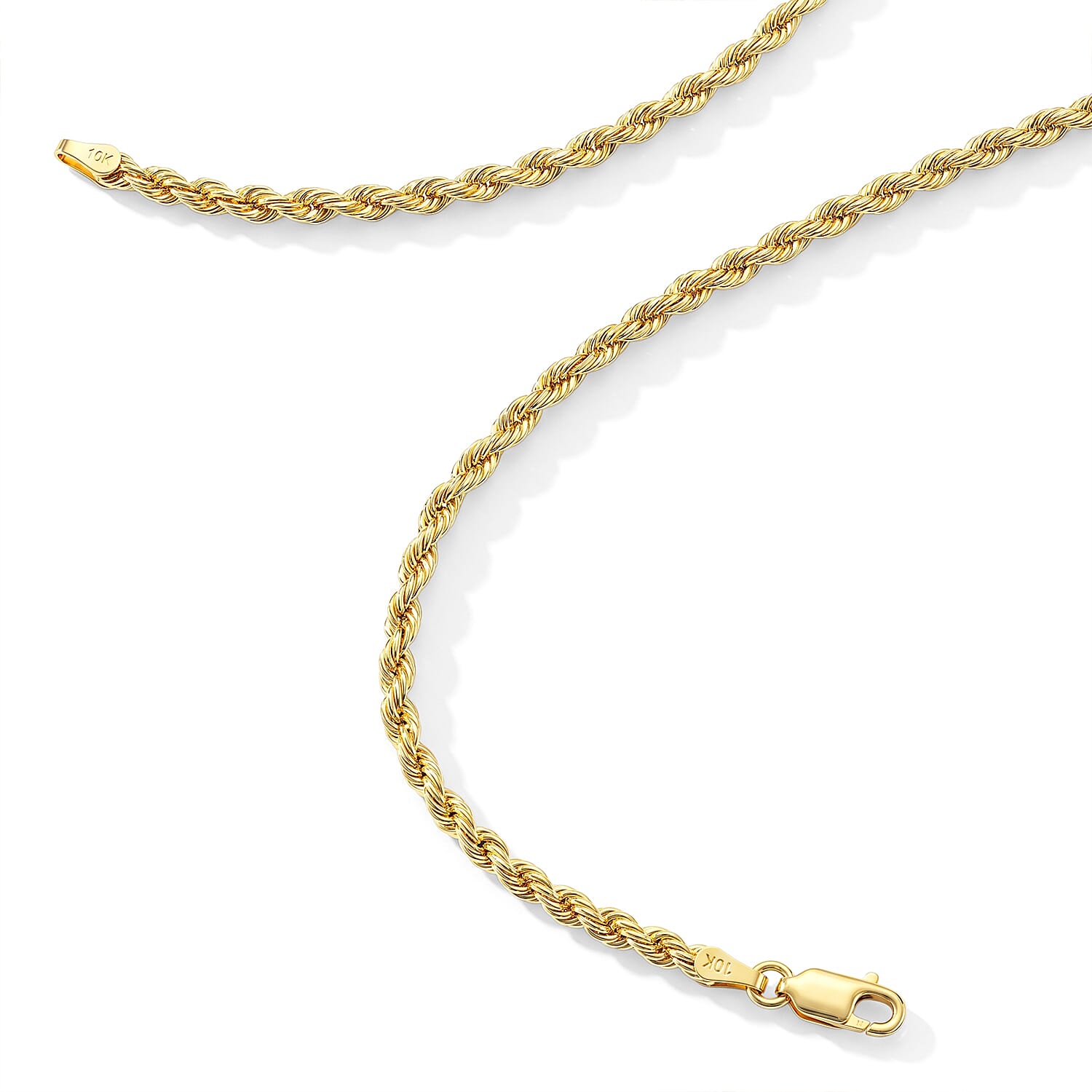 3mm Hollow Rope Necklace in 10K Yellow Gold 26 Inches 6.65 Grams