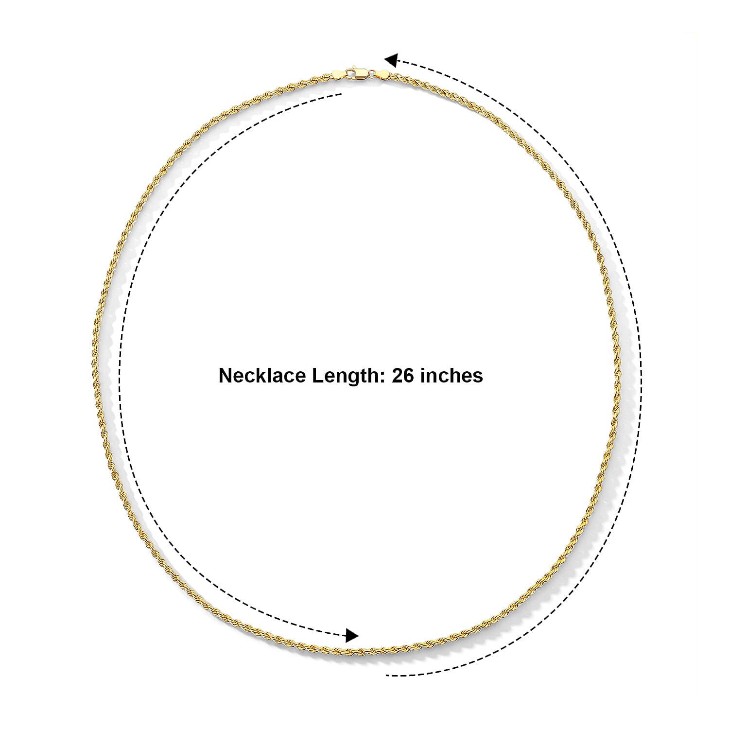 3mm Hollow Rope Necklace in 10K Yellow Gold 26 Inches 6.65 Grams