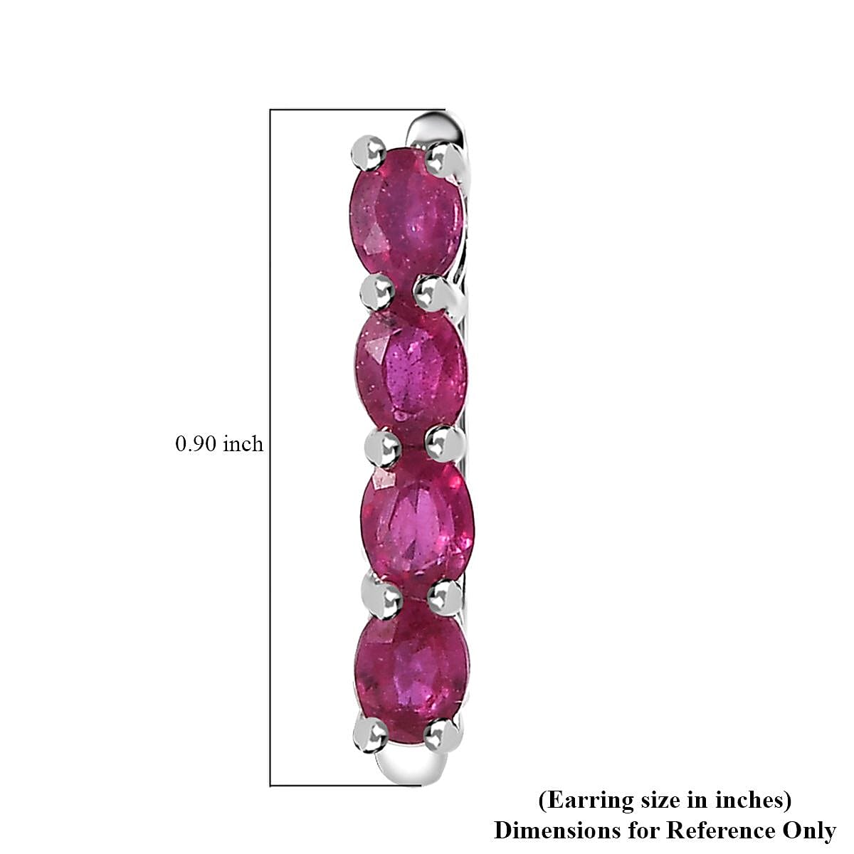 Niassa Ruby (FF) 2.15 ctw Earrings in Platinum Over Sterling Silver image number 4