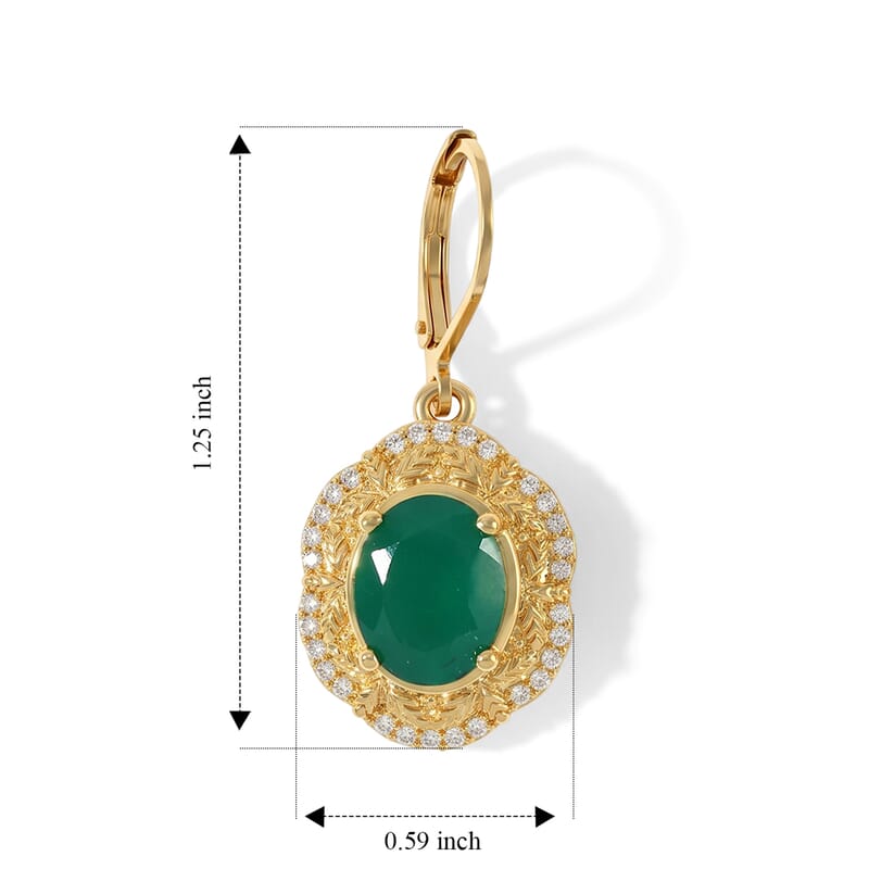 EverTrue Verde Onyx and White Zircon 5.50 ctw Verdant Bloom Earrings in 18K YG Plated