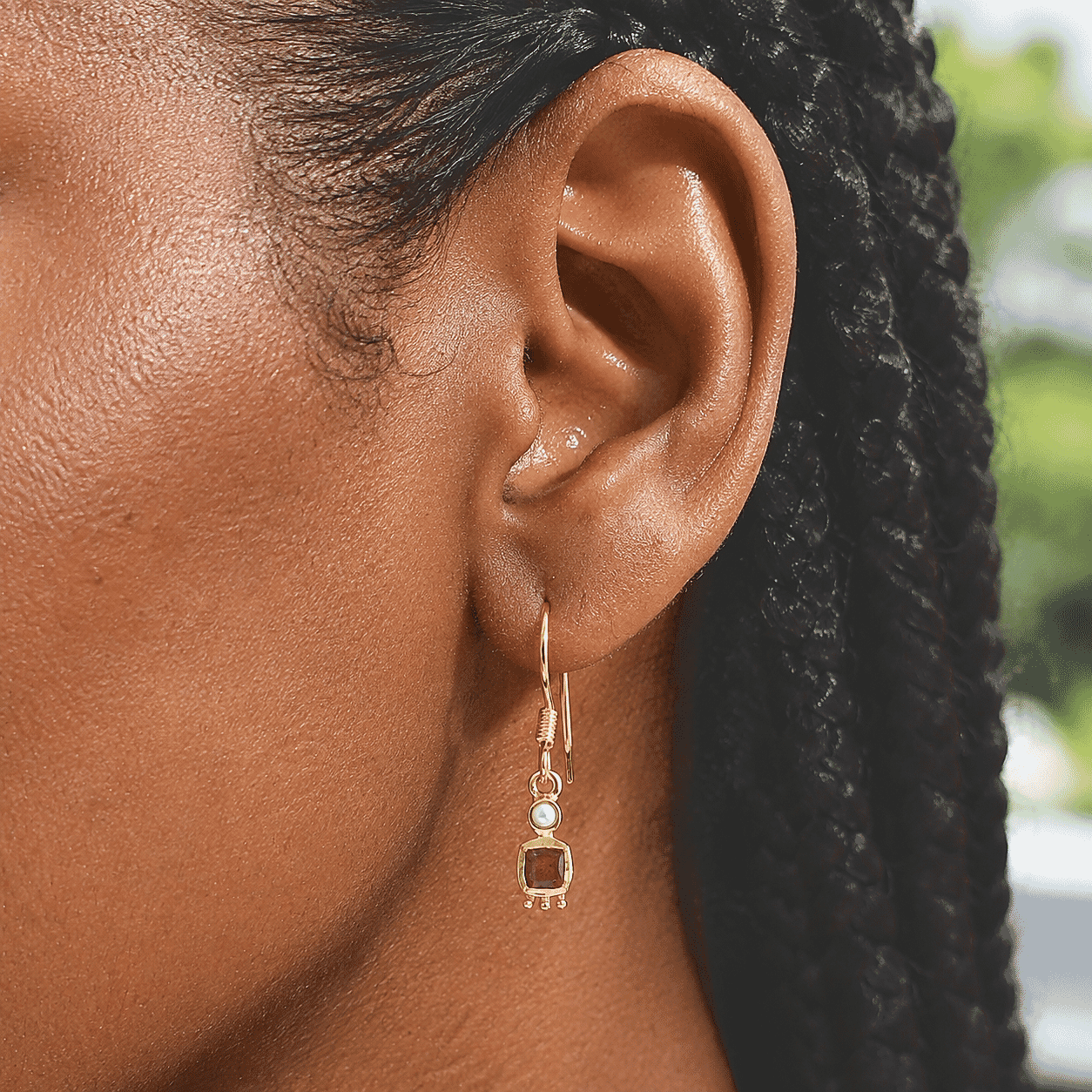 Rachel Roy Niassa Ruby (FF) and Fresh Water Pearl 1.00 ctw Earrings in 18K Vermeil Yellow Gold Over Sterling Silver