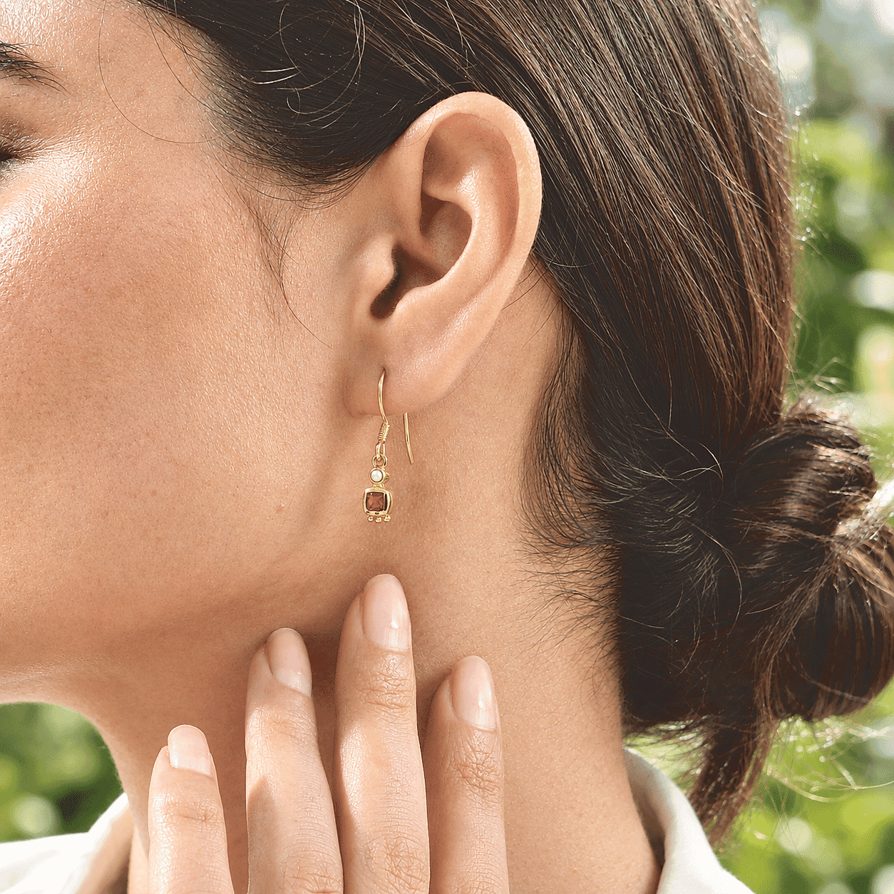 Rachel Roy Niassa Ruby (FF) and Fresh Water Pearl 1.00 ctw Earrings in 18K Vermeil Yellow Gold Over Sterling Silver