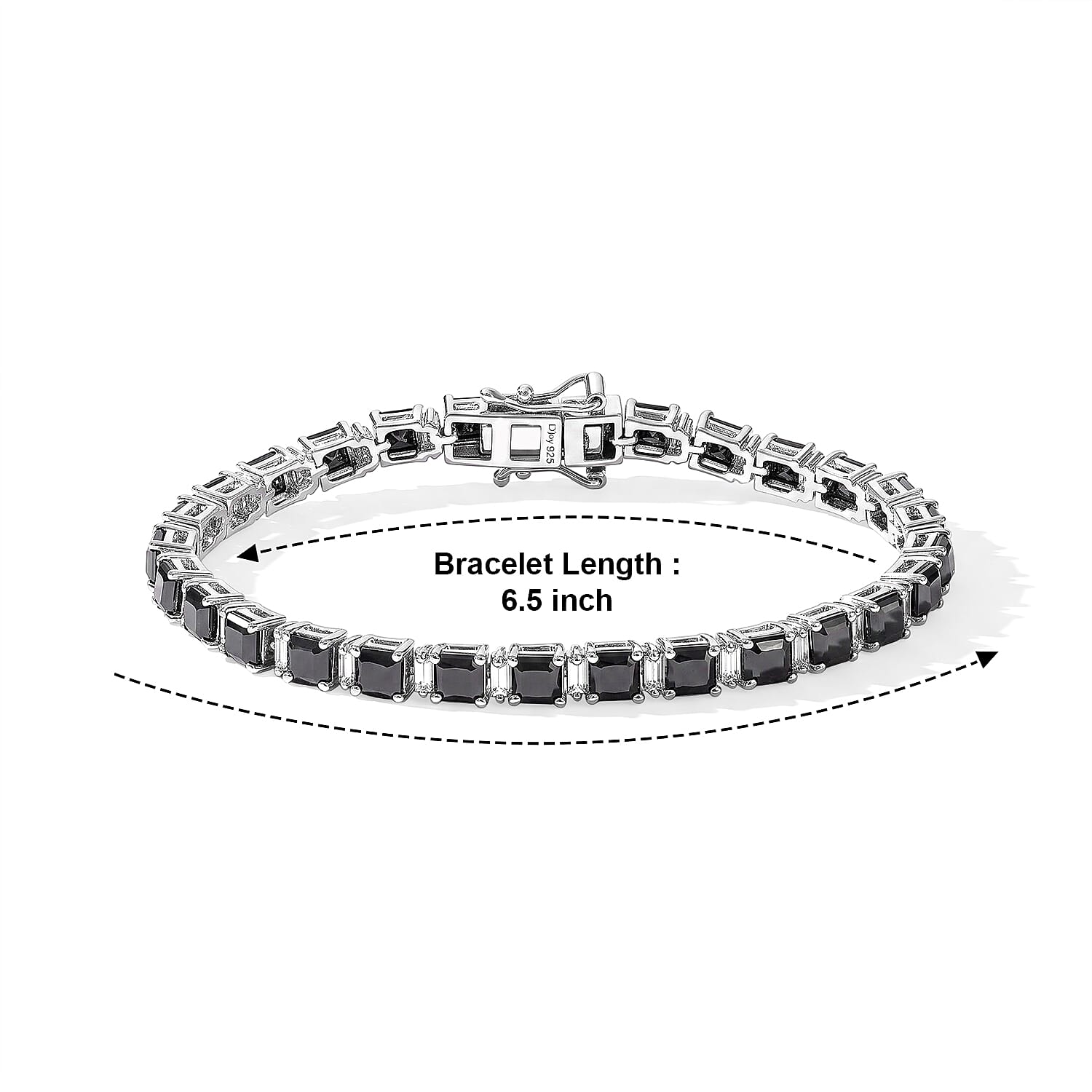 D'Joy Black and White Moissanite 11.15 ctw Bracelet in Rhodium Over Sterling Silver (6.50 In)