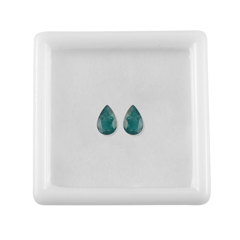 Teal Grandidierite Set of 2 (Pear 6x4 mm) 0.53 ctw