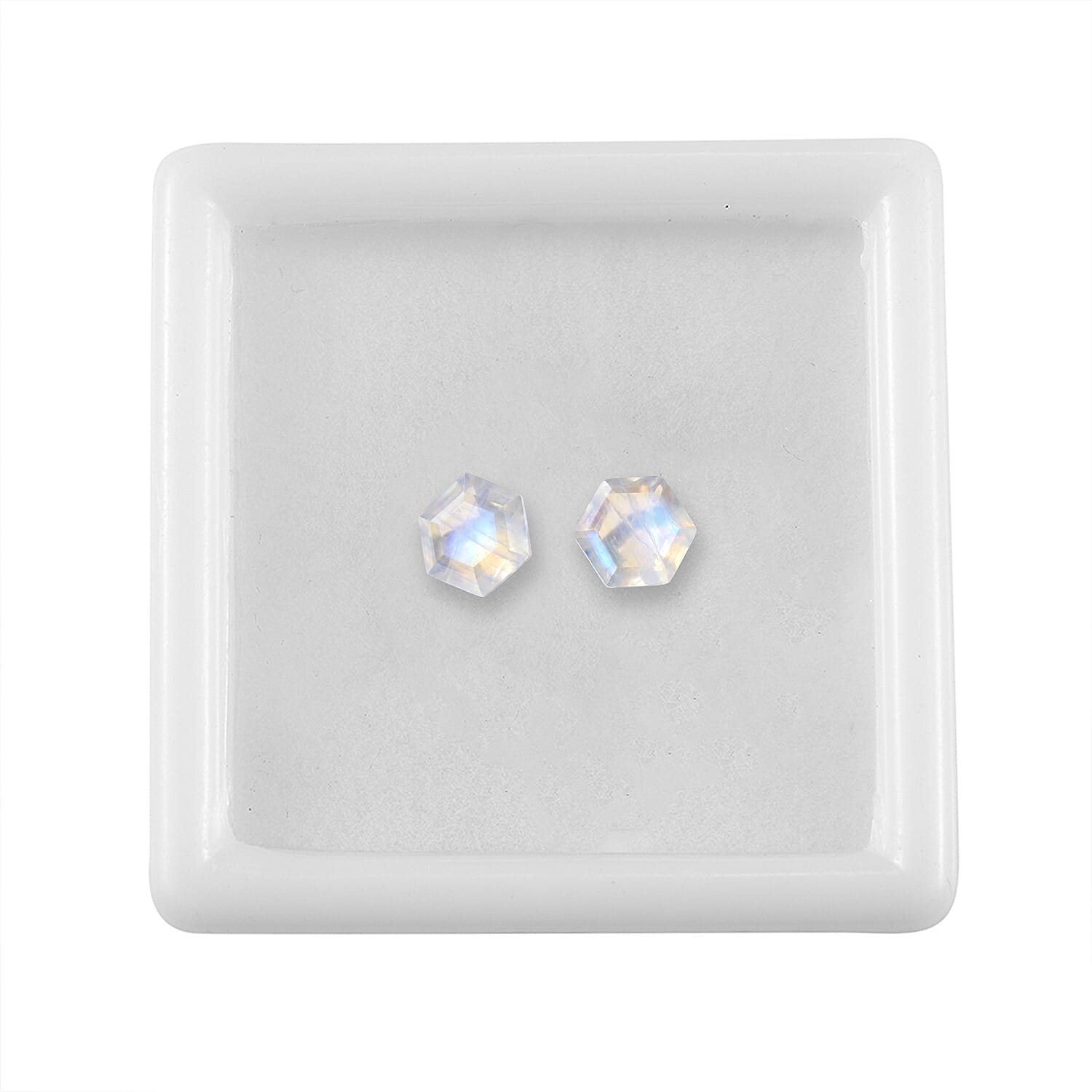 Rainbow Moonstone Set of 2 (Hex 6 mm) 1.71 ctw