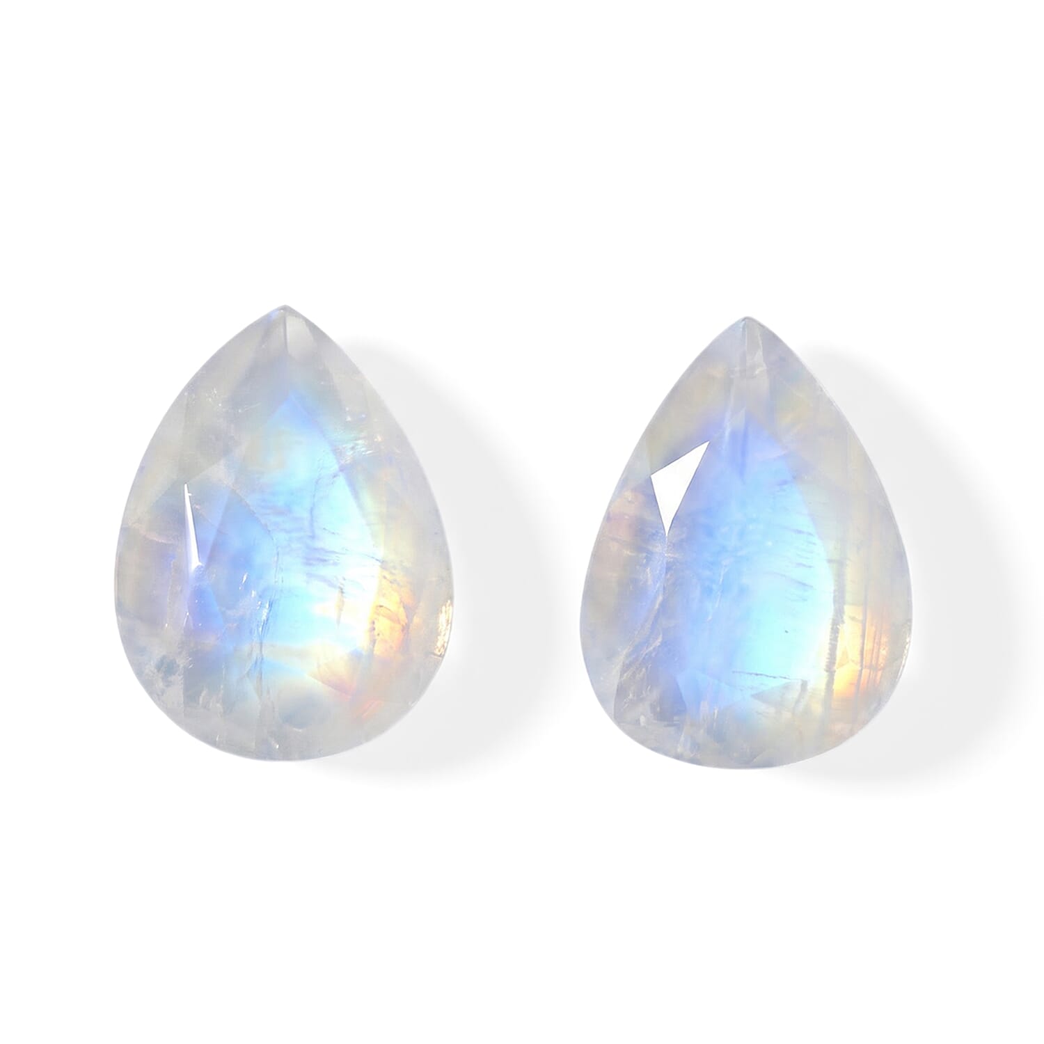 Rainbow Moonstone Set of 2 (Pear 8x6 mm) 1.90 ctw