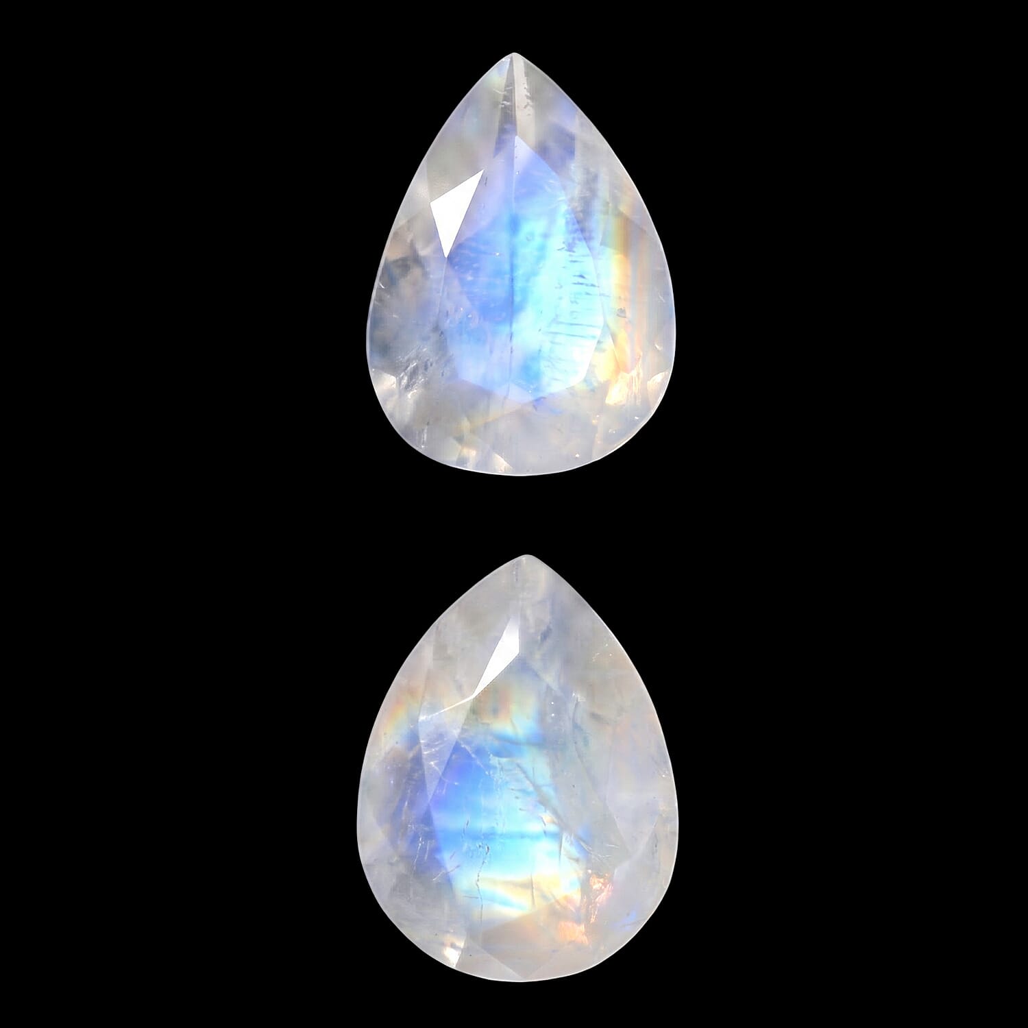 Rainbow Moonstone Set of 2 (Pear 8x6 mm) 1.90 ctw