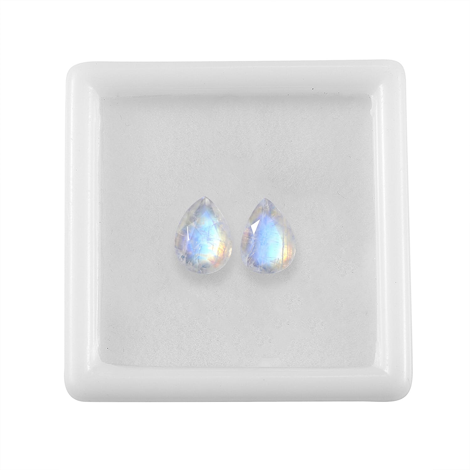 Rainbow Moonstone Set of 2 (Pear 8x6 mm) 1.90 ctw