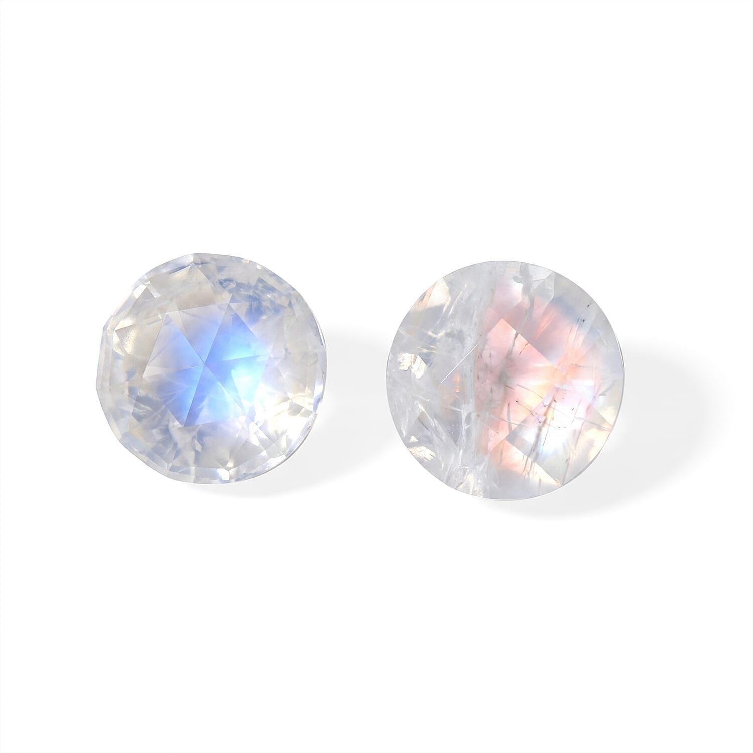 AA Rainbow Moonstone Set of 2 (Rnd 6 mm) 0.77 ctw