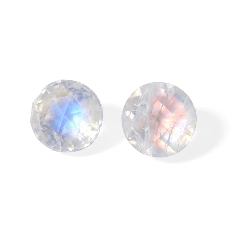 AA Rainbow Moonstone Set of 2 (Rnd 6 mm) 0.77 ctw