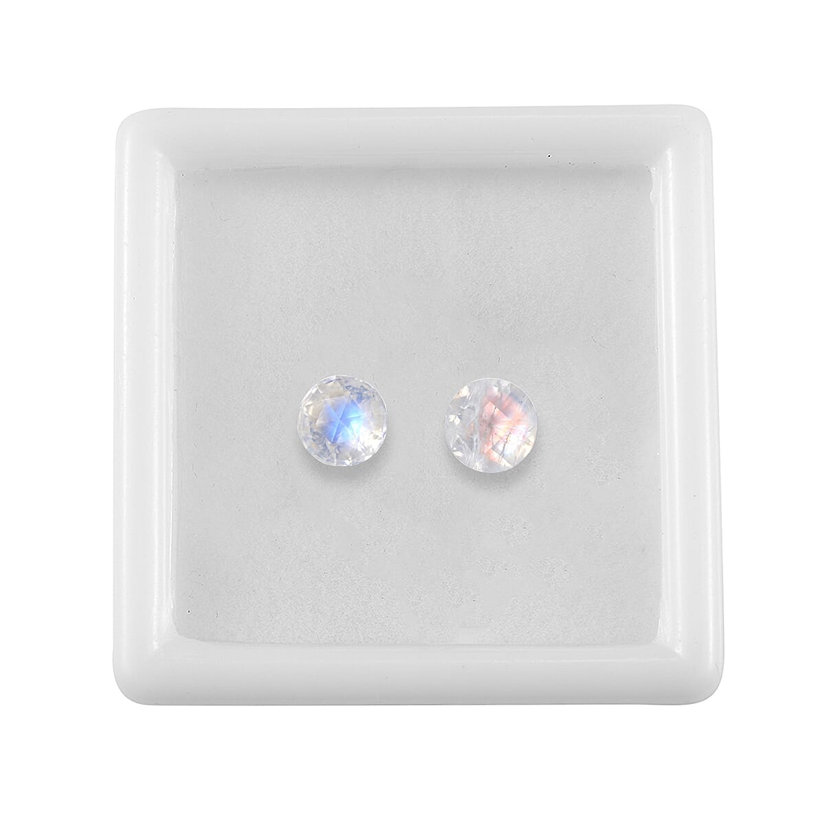 AA Rainbow Moonstone Set of 2 (Rnd 6 mm) 0.77 ctw