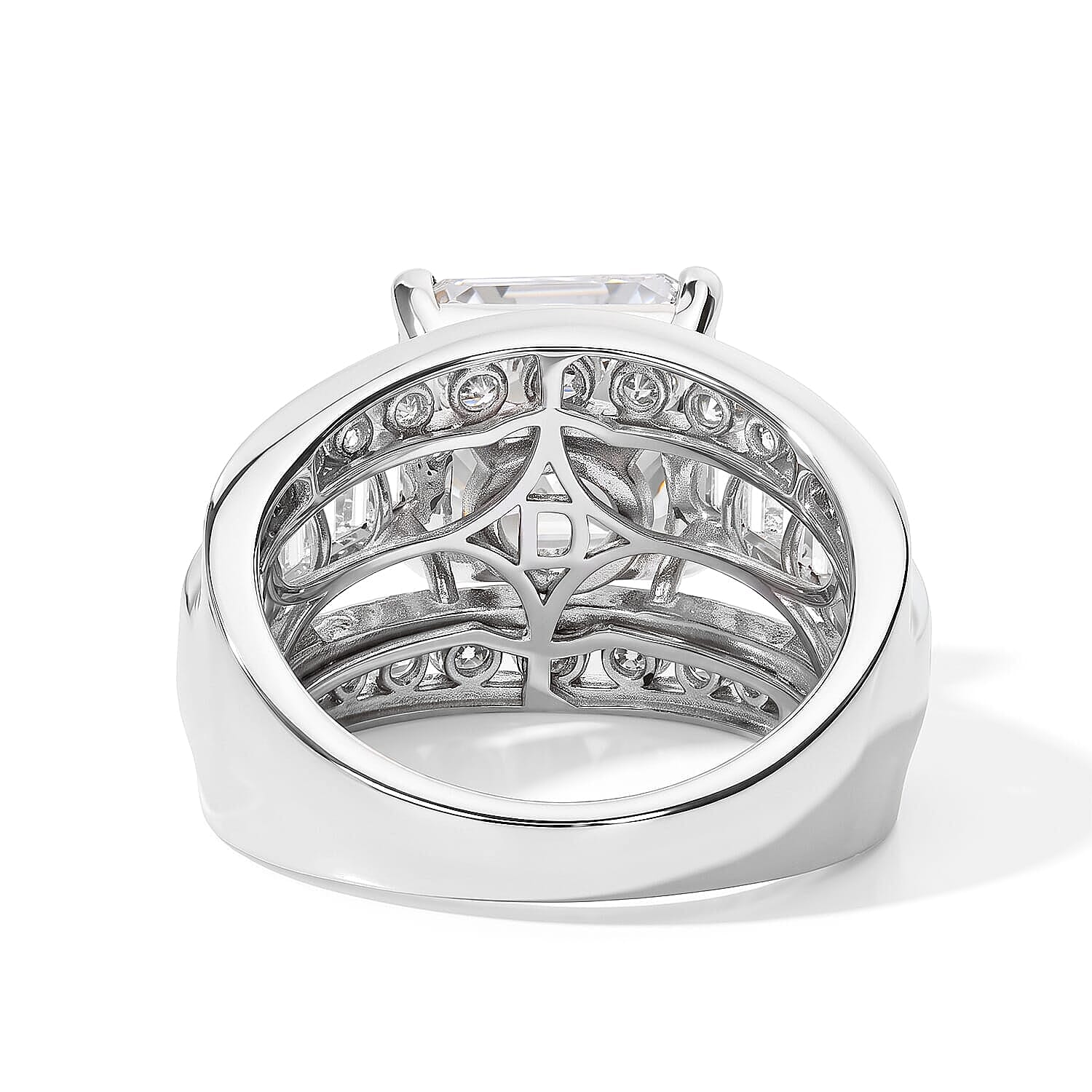 D'Joy Moissanite 7.20 ctw Ring in Rhodium Over Sterling Silver (Size 10.0)
