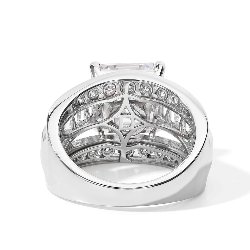 D'Joy Moissanite 7.20 ctw Sparkle Stream Ring in Rhodium Over Sterling Silver (Size 8.0)