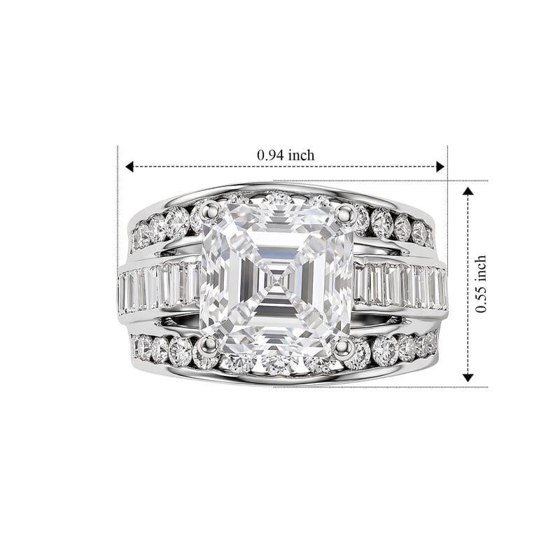 D'Joy Moissanite 7.20 ctw Sparkle Stream Ring in Rhodium Over Sterling Silver (Size 8.0)