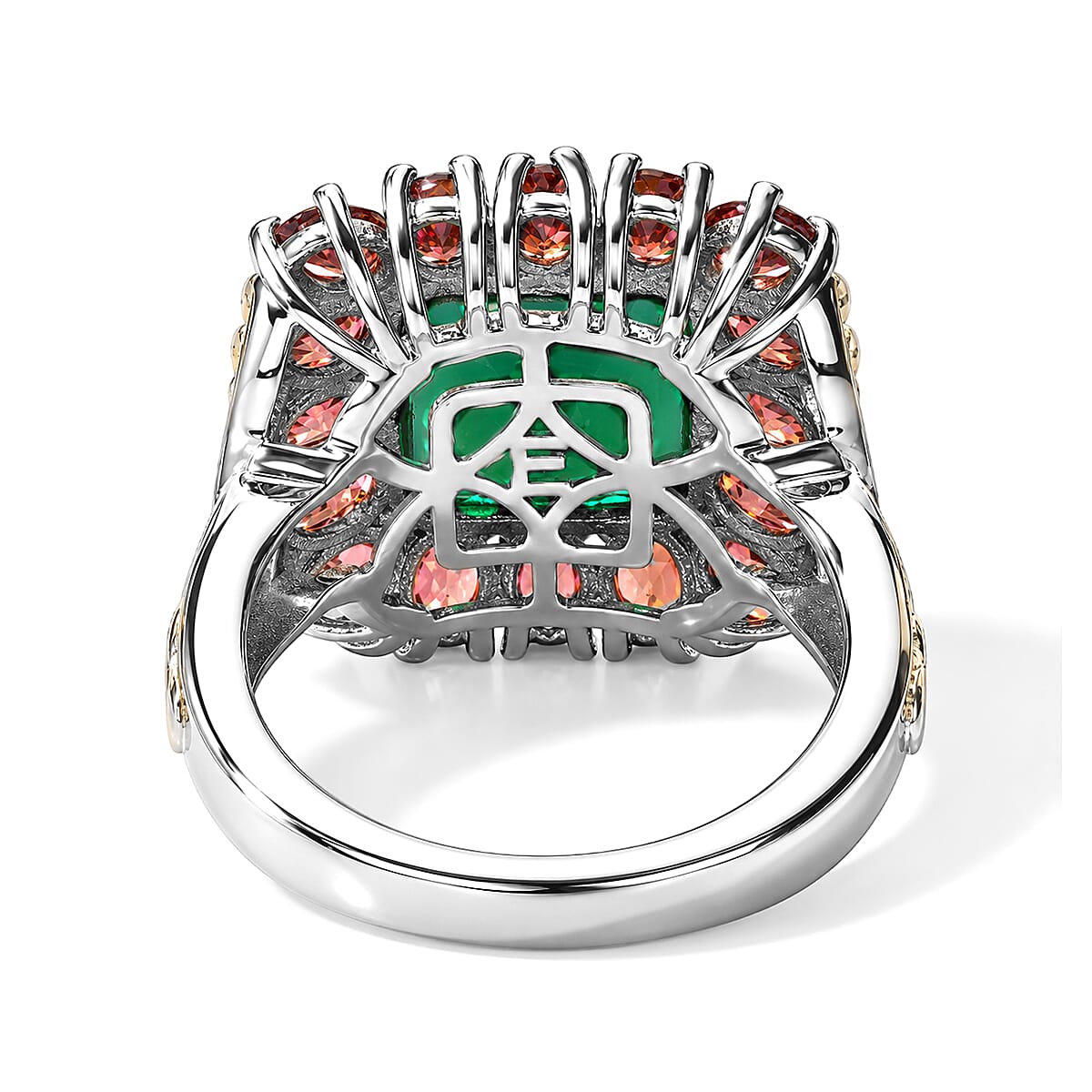 EverTrue Verde Onyx, Multi Gemstone Ring in 18K YG Plated and Platinum Bond (Size 5.0) 7.85 ctw