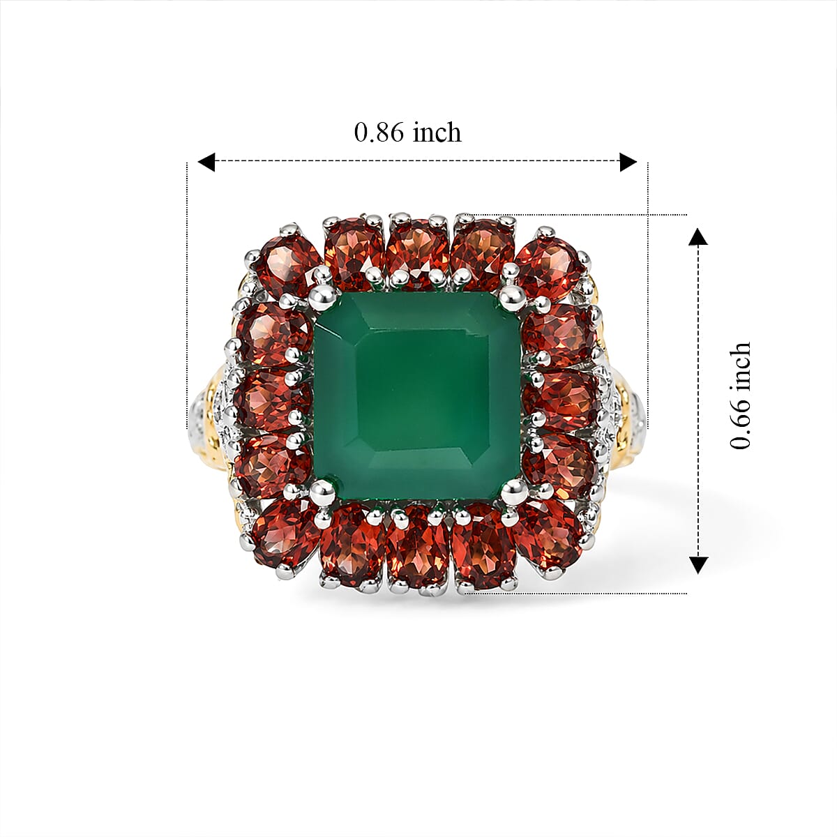 EverTrue Verde Onyx, Multi Gemstone Ring in 18K YG Plated and Platinum Bond (Size 5.0) 7.85 ctw