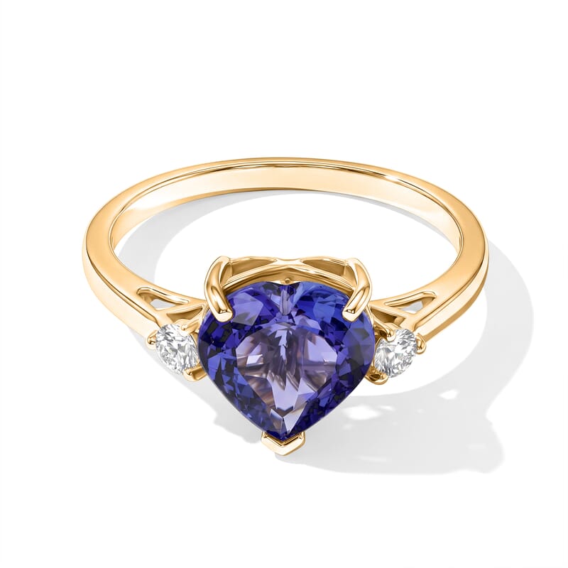 Premium Tanzanite and Diamond I2 2.65 ctw Ring in 10K Yellow Gold (Size 6.0)