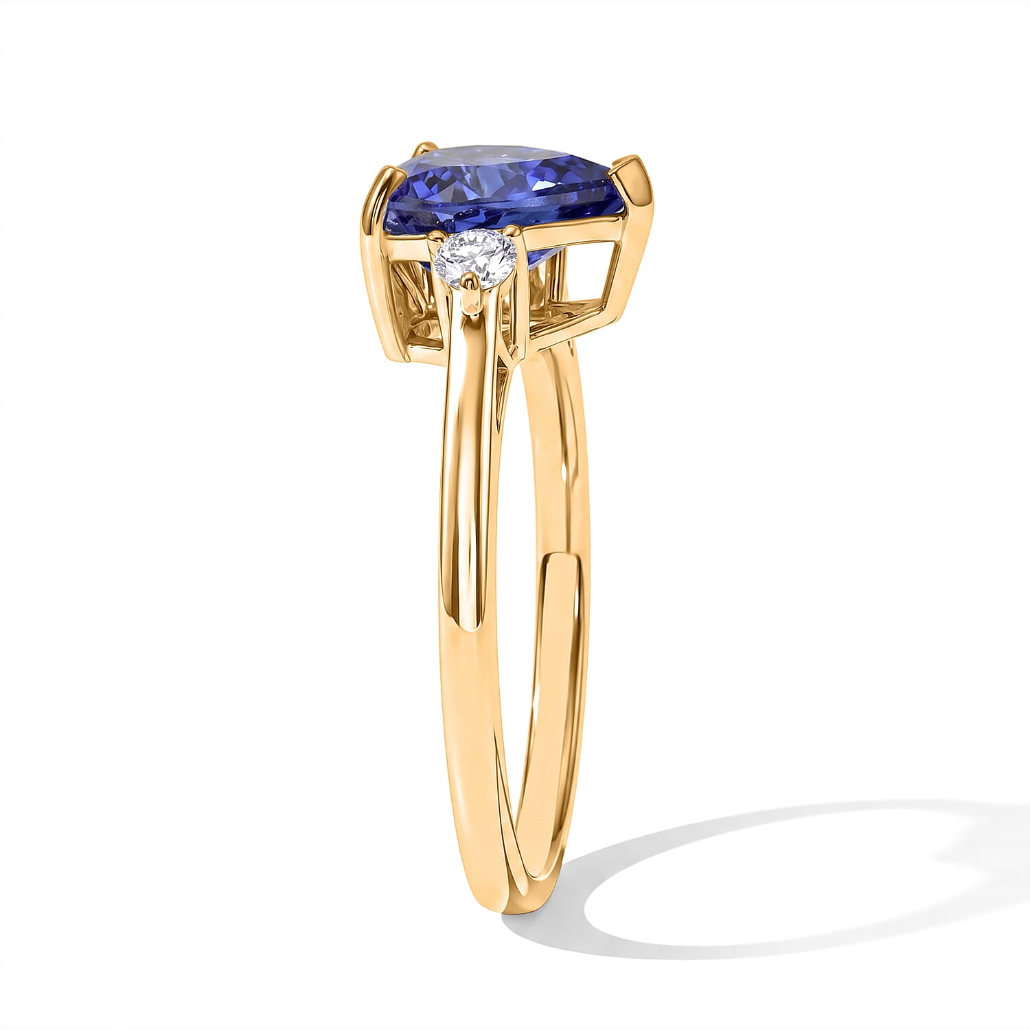 Premium Tanzanite and Diamond I2 2.65 ctw Ring in 10K Yellow Gold (Size 6.0)