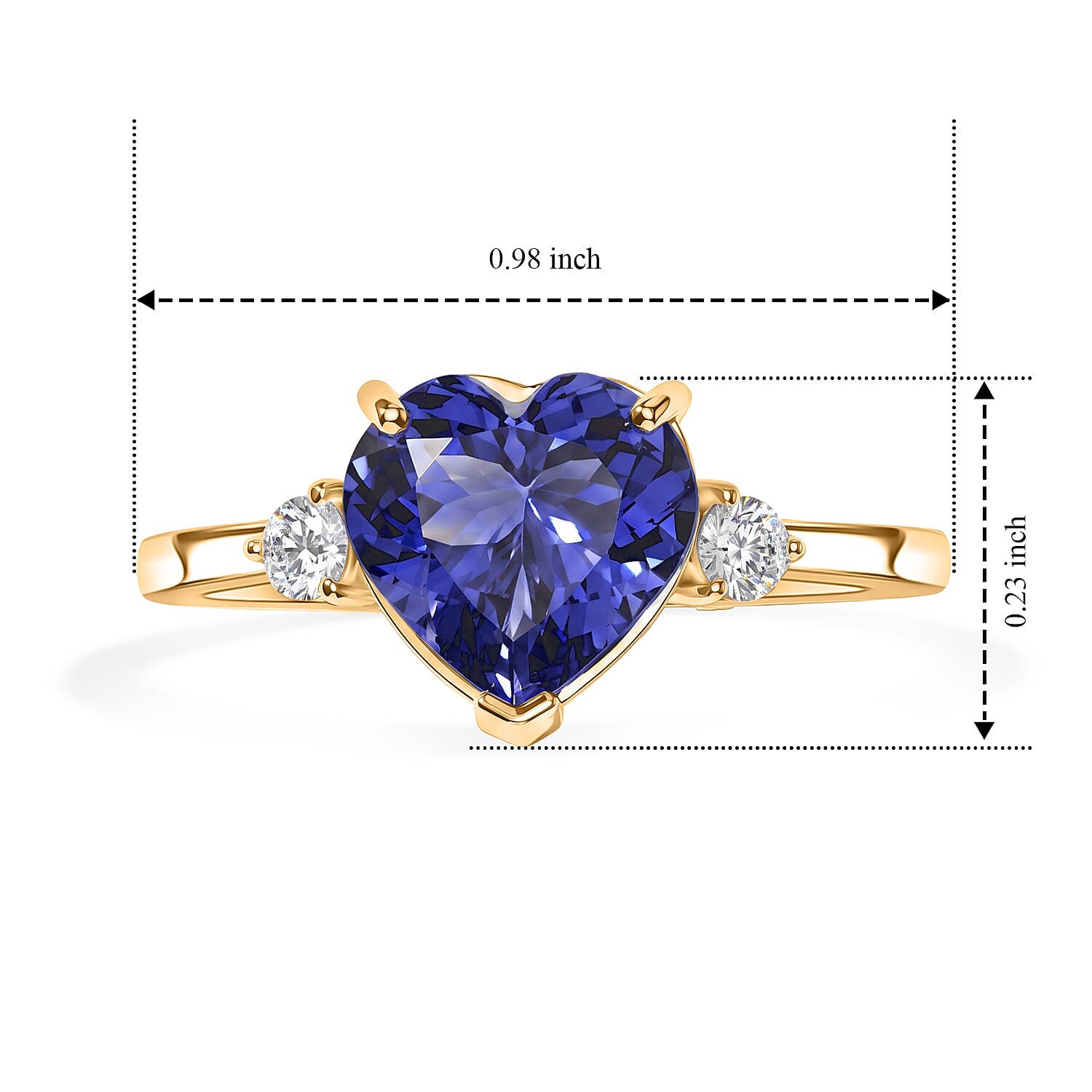 Premium Tanzanite and Diamond I2 2.65 ctw Ring in 10K Yellow Gold (Size 6.0)