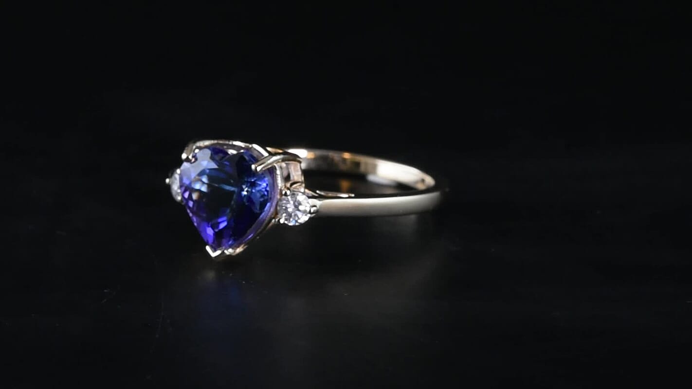 10K Yellow Gold Premium Tanzanite, Diamond (I2) Heart Ring (Size 10.0) 2.65 ctw