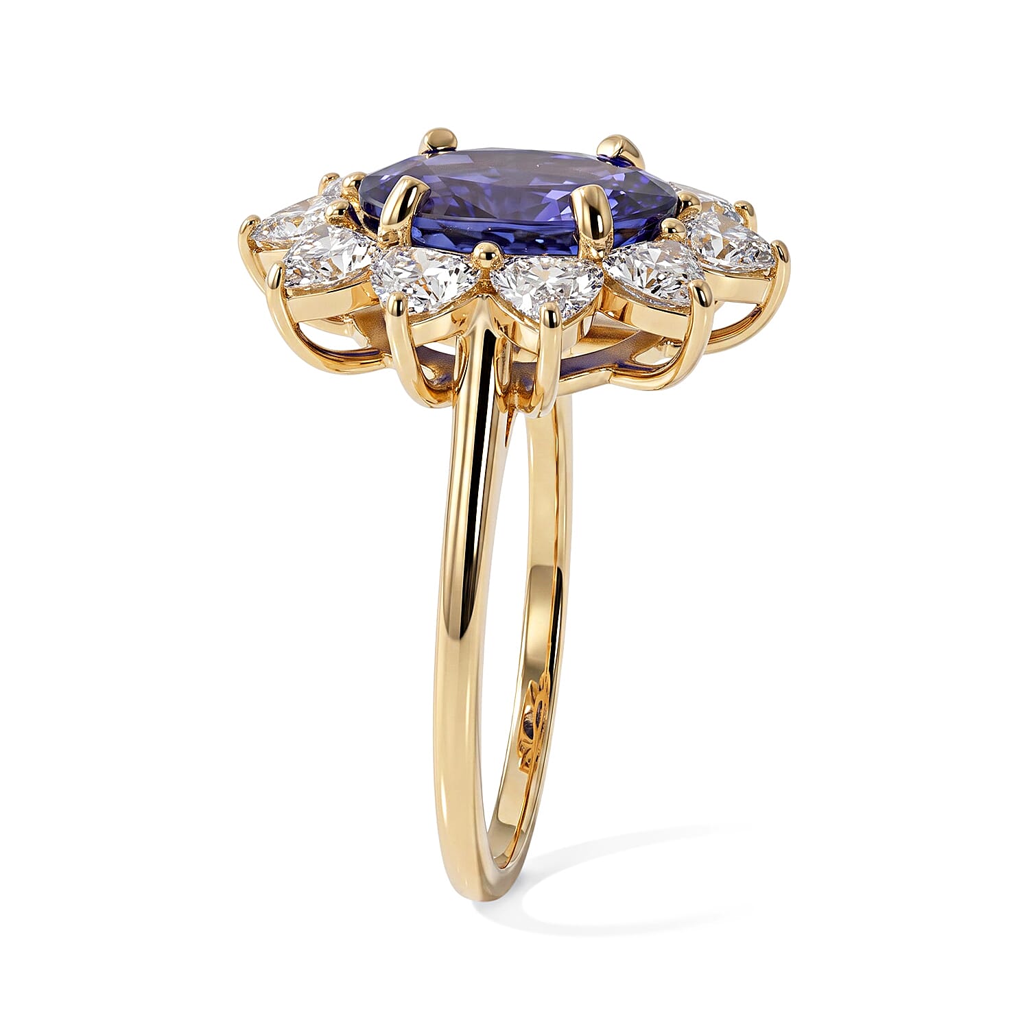 Premium Tanzanite and Lab Grown Diamond (VS) 3.75 ctw Ring in 10K Yellow Gold (Size 6.0)