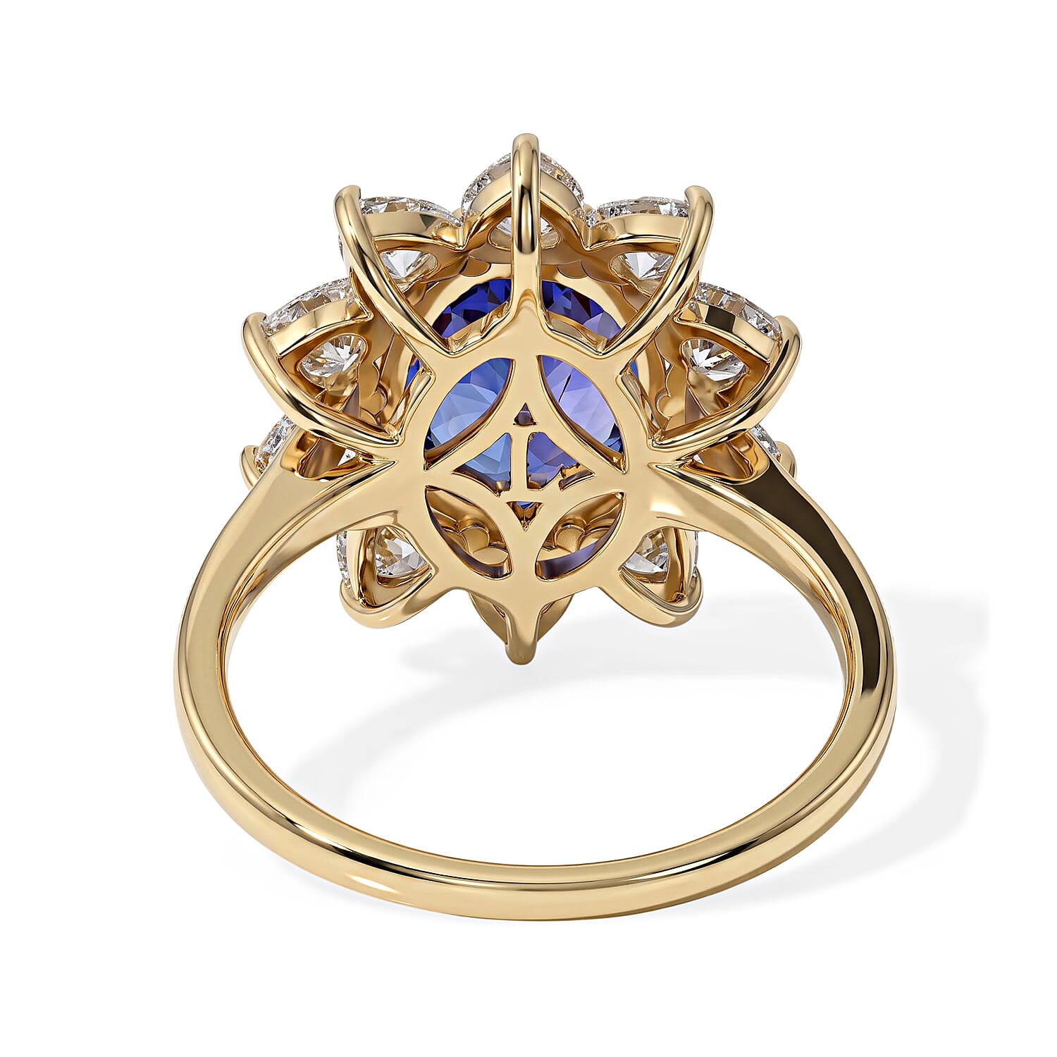 Premium Tanzanite and Lab Grown Diamond (VS) 3.75 ctw Ring in 10K Yellow Gold (Size 6.0)