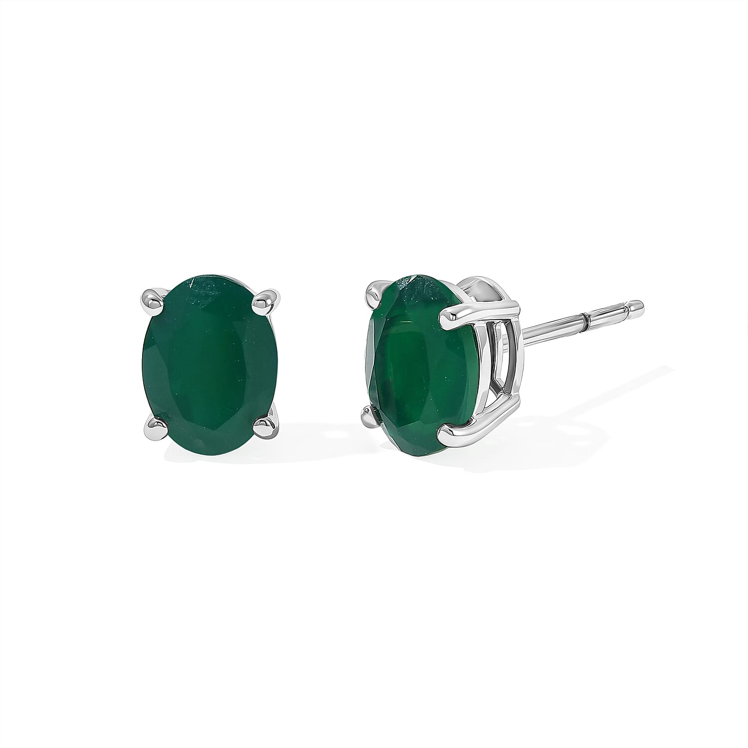 EverTrue Green Onyx Solitaire Stud Earrings in Platinum Bond (Ships in 10-12 Days) 2.25 ctw