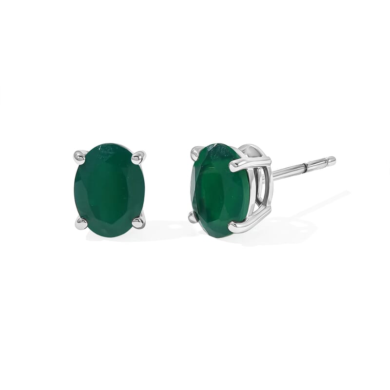 EverTrue Green Onyx 2.25 ctw Verdant Serenity Stud Earrings in Platinum Bond