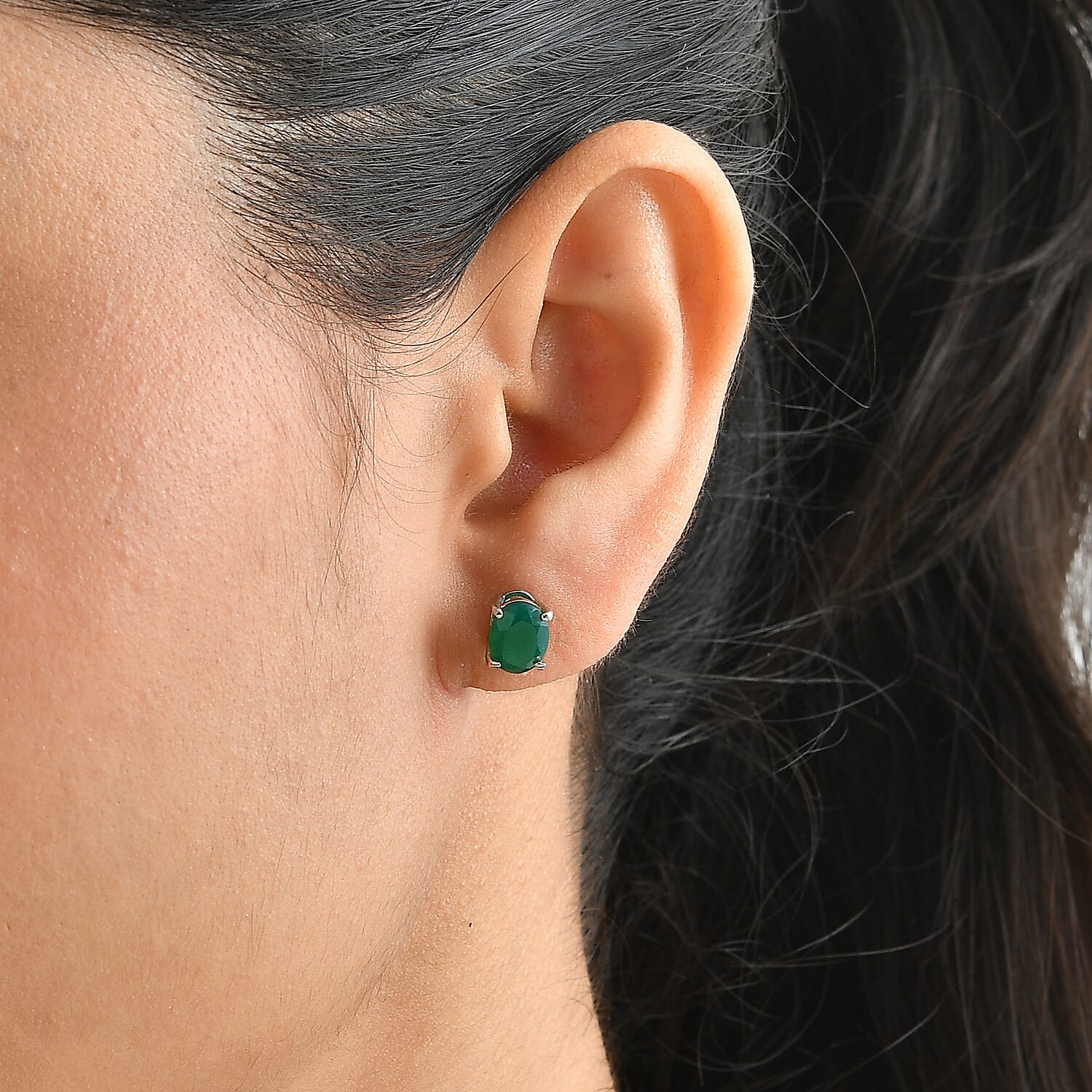 EverTrue Green Onyx 2.25 ctw Verdant Serenity Stud Earrings in Platinum Bond