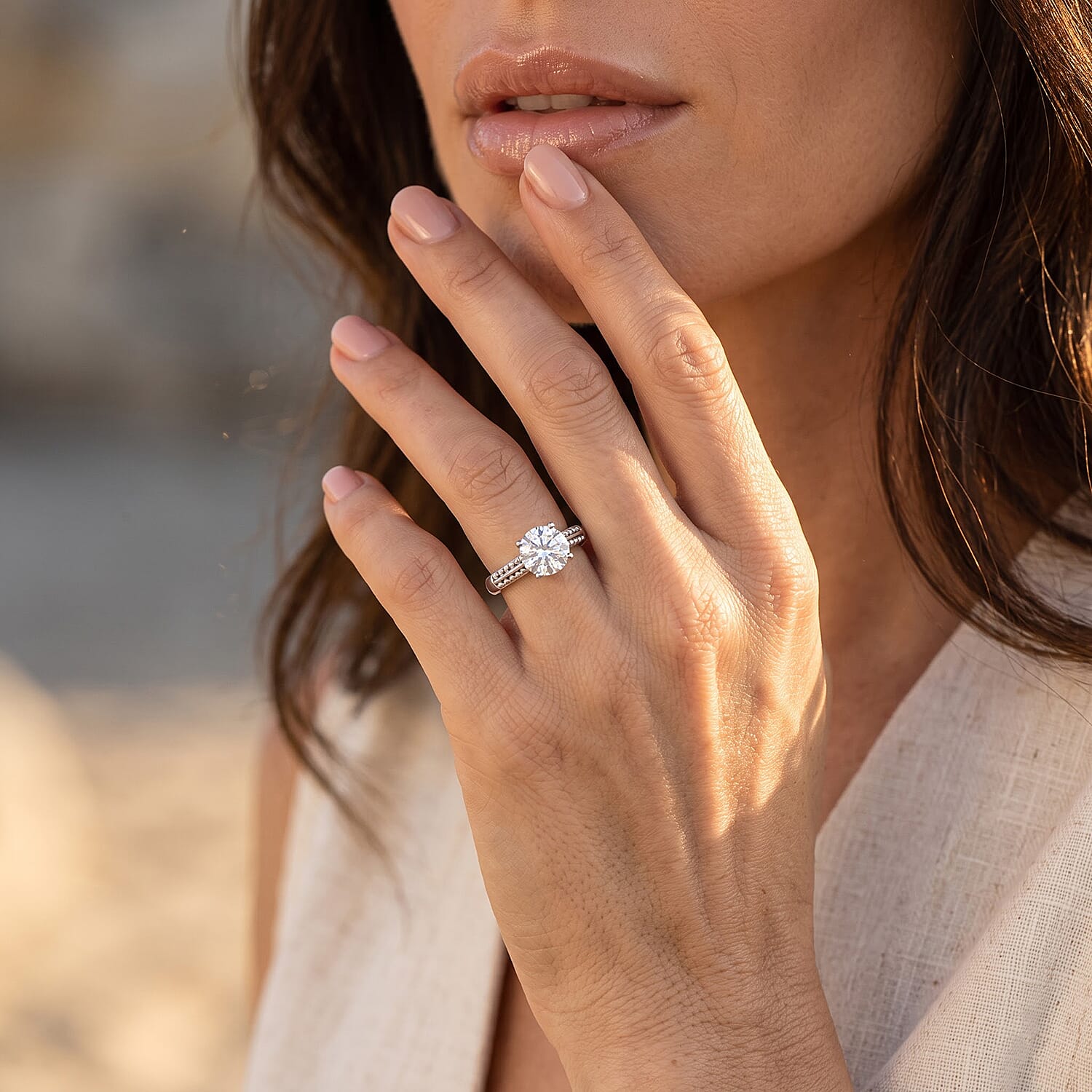 EverTrue Simulated Diamond Solitaire Ring in Stainless Steel (Size 5.0)