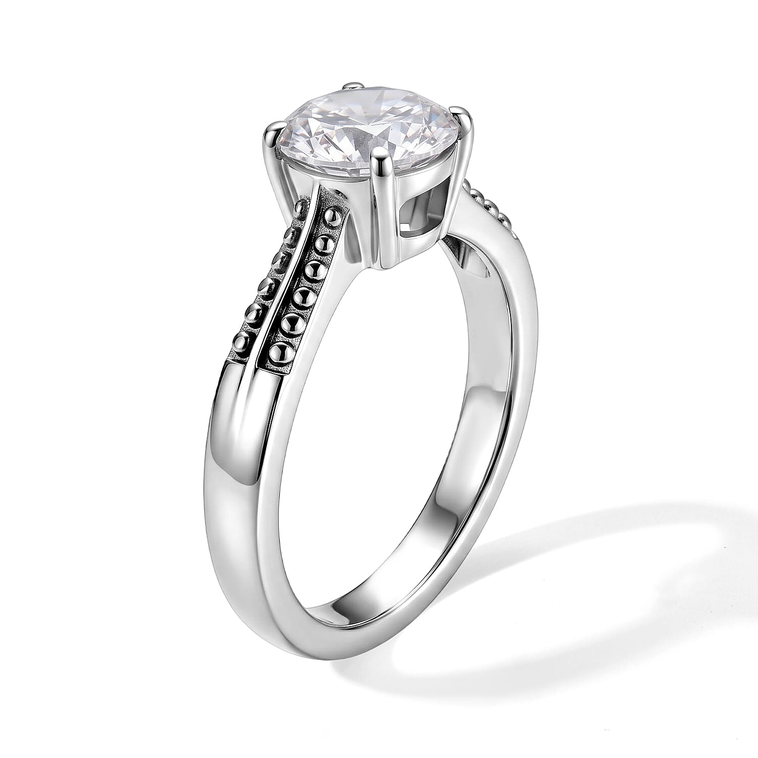 EverTrue Simulated Diamond Solitaire Ring in Stainless Steel (Size 5.0)