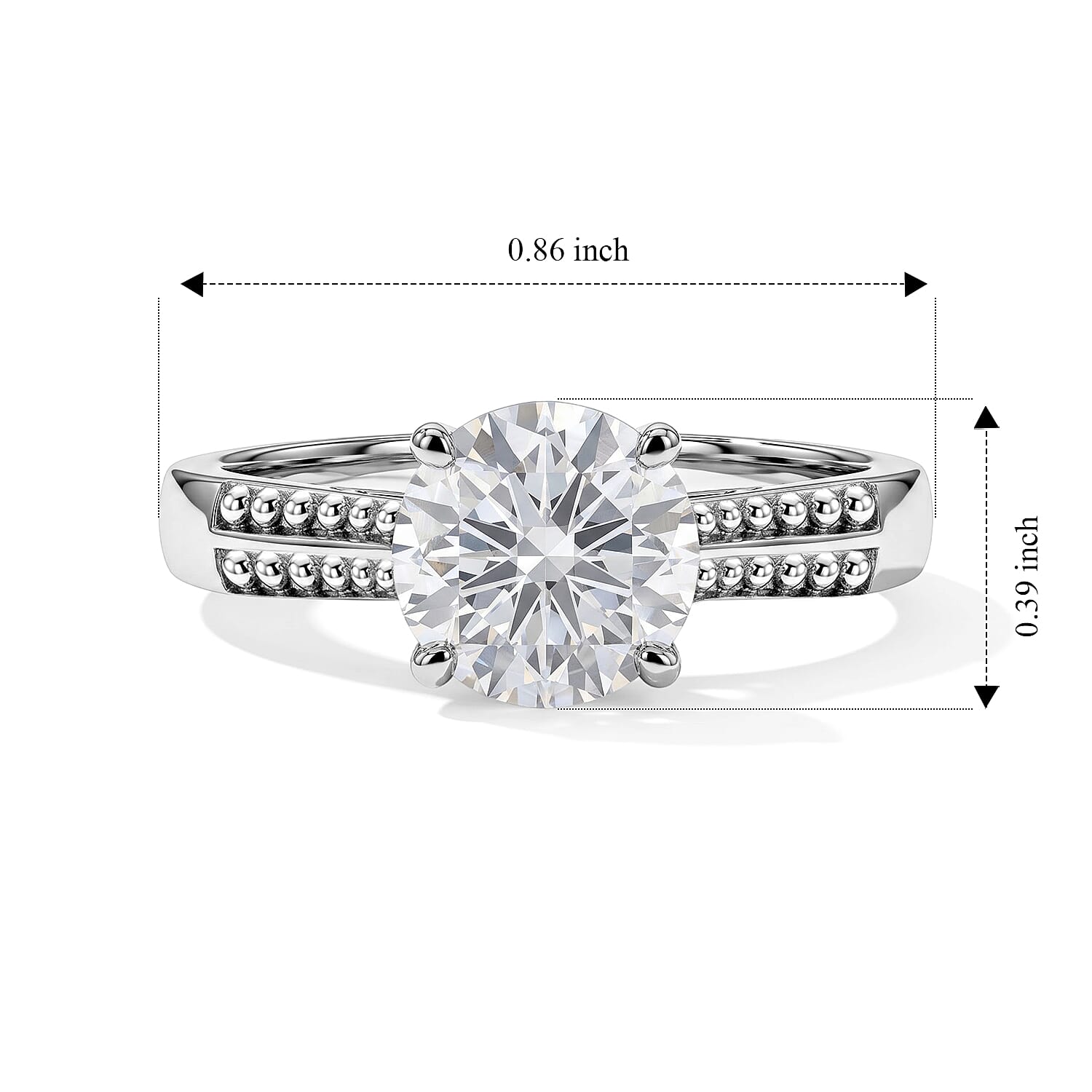 EverTrue Simulated Diamond Solitaire Ring in Stainless Steel (Size 5.0)