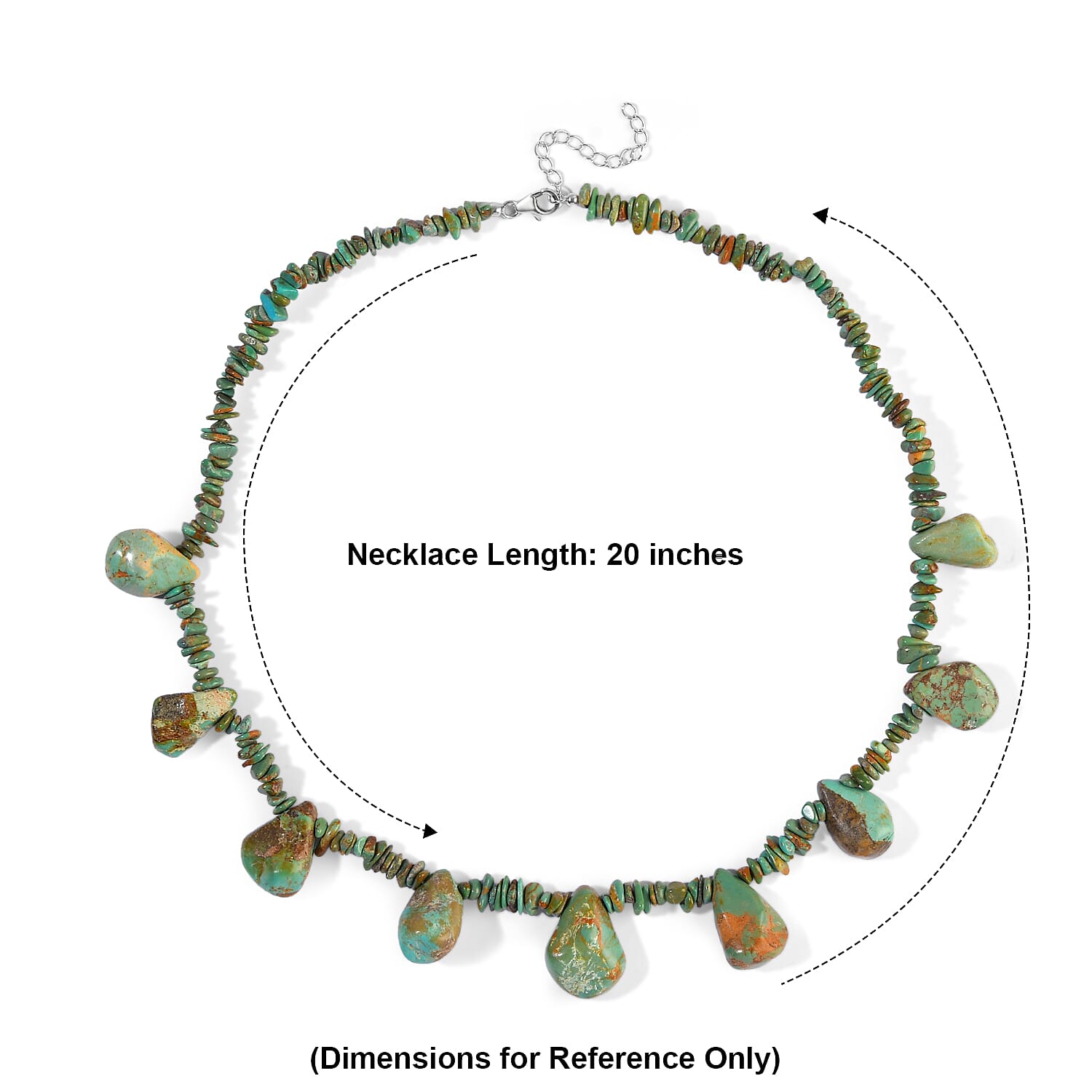 D'Joy Royal Hubei Turquoise 260.00 ctw Necklace (20 Inches) in Rhodium Over Sterling Silver