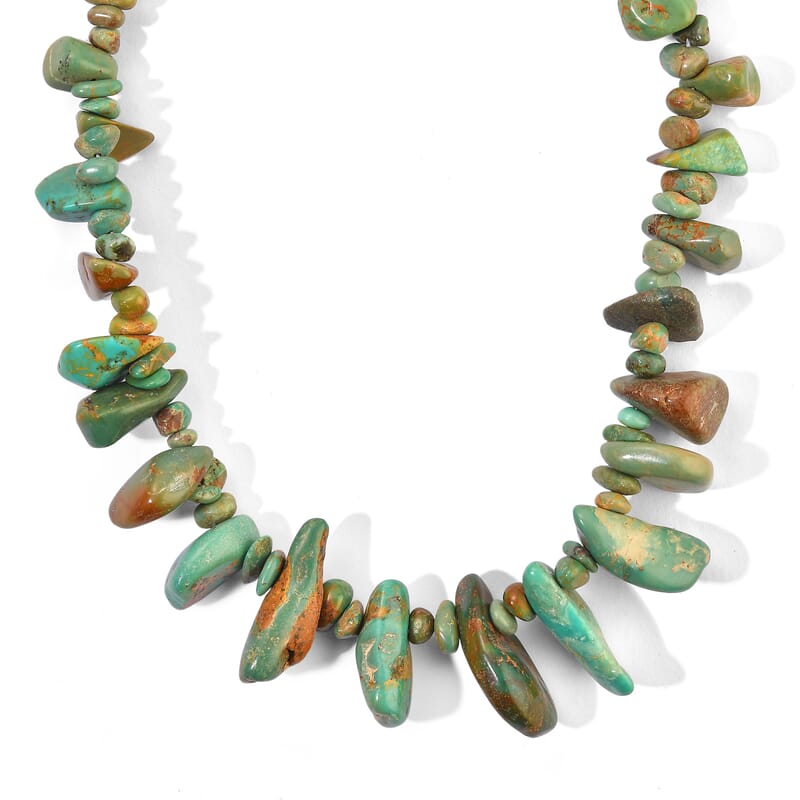 D'Joy Royal Hubei Turquoise 250.00 ctw Necklace (20 Inches) in Rhodium Over Sterling Silver