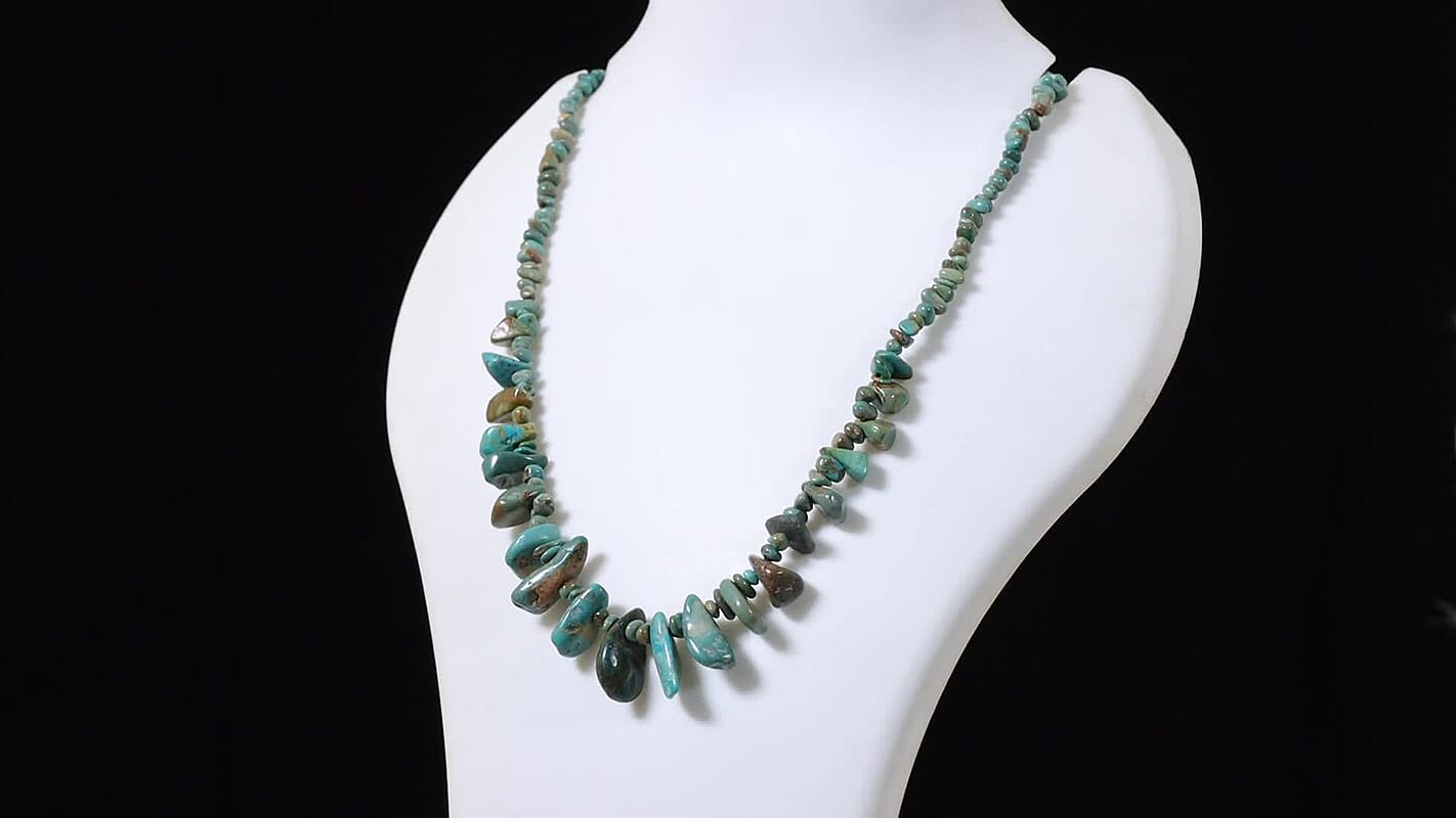 D''Joy Royal Hubei Turquoise 250.00 ctw Necklace (20 Inches) in Rhodium Over Sterling Silver