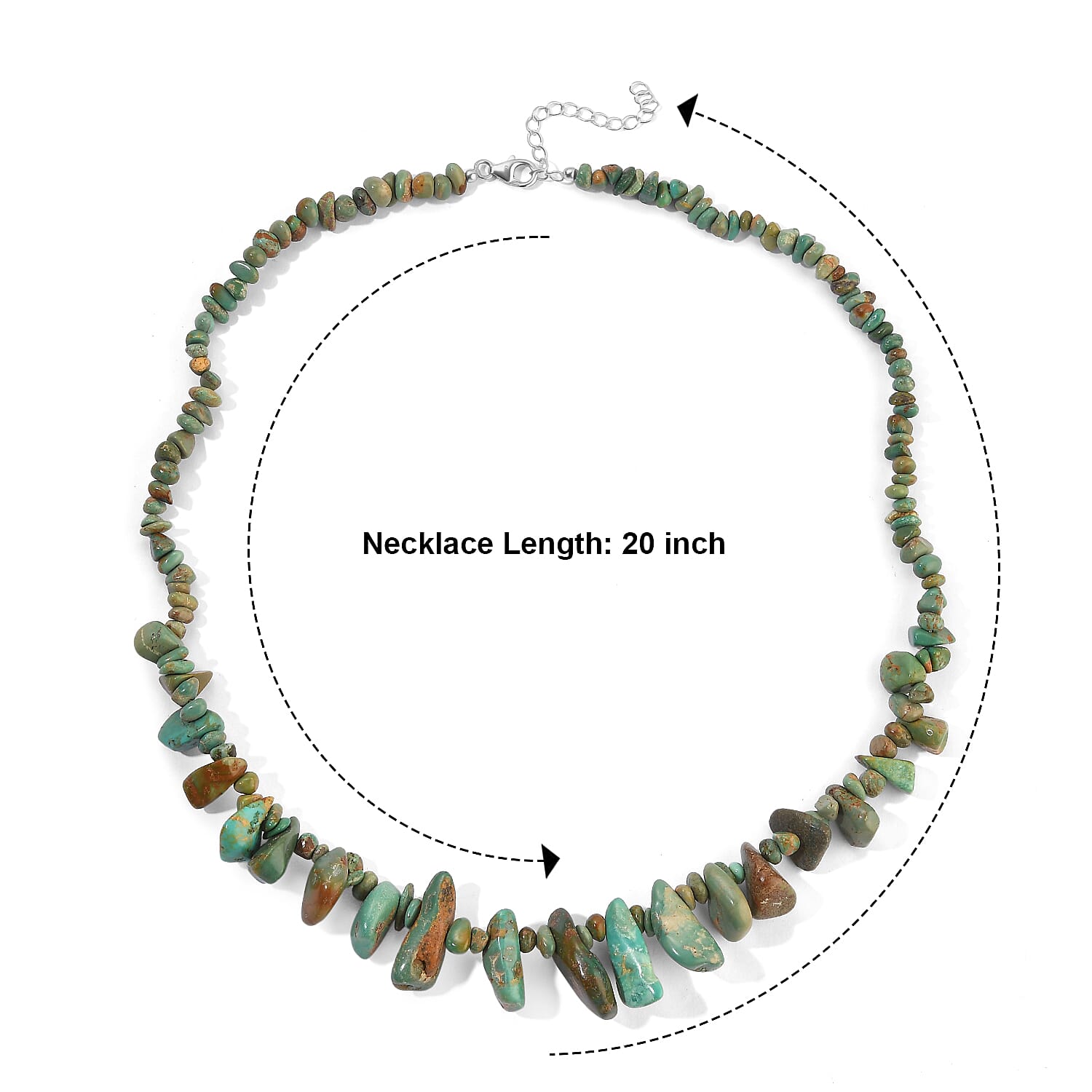 D'Joy Royal Hubei Turquoise 250.00 ctw Necklace (20 Inches) in Rhodium Over Sterling Silver
