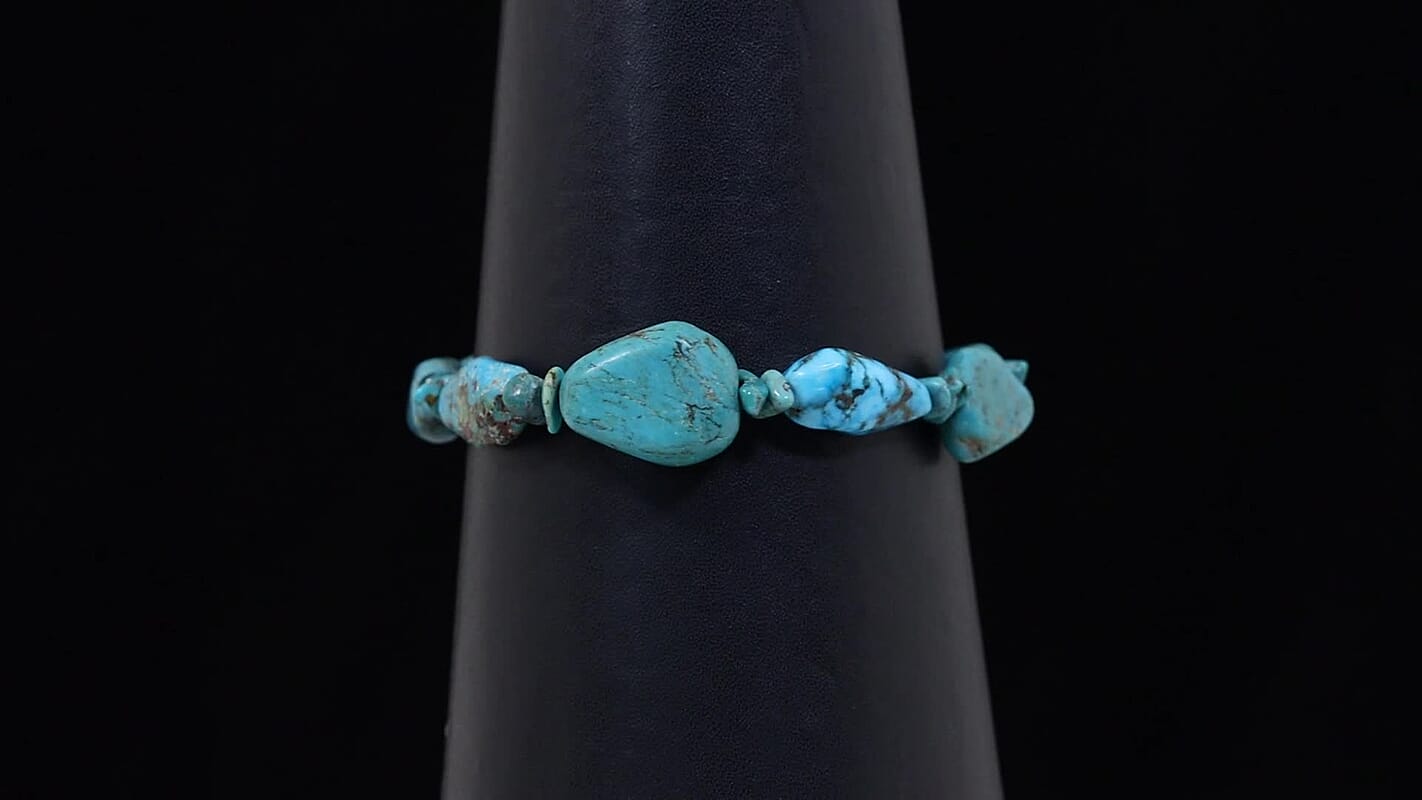 D''Joy Royal Hubei Turquoise 93.00 ctw Bracelet in Rhodium Over Sterling Silver (7.25 In)
