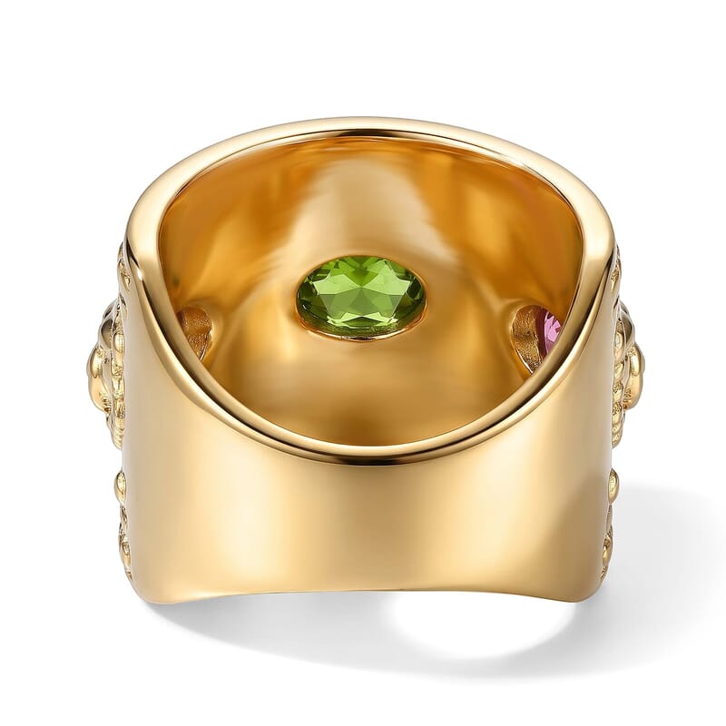 D'Joy Passport to Turkey Premium Orissa Rhodolite Garnet, Chrome Diopside Band Ring in 18K Vermeil YG Over Sterling Silver (Size 5.0) 1.68 ctw