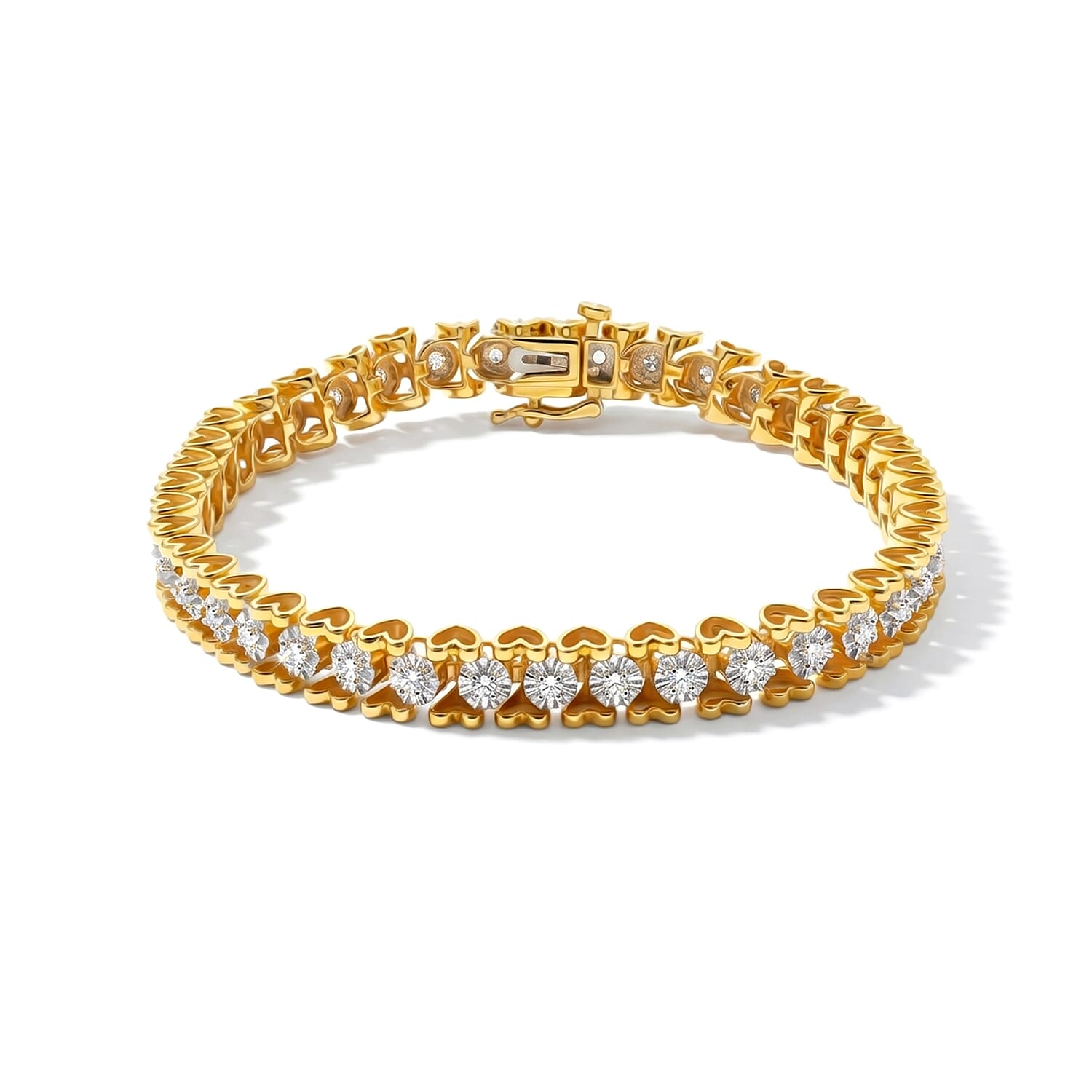 Diamond 1.00 ctw Tennis Bracelet in Goldtone and Silvertone (7.50 In)
