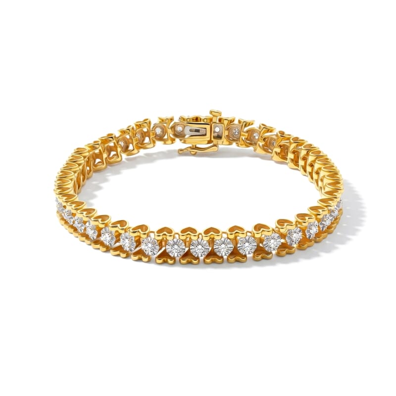 Diamond 1.00 ctw Tennis Bracelet in Goldtone and Silvertone (7.50 In)