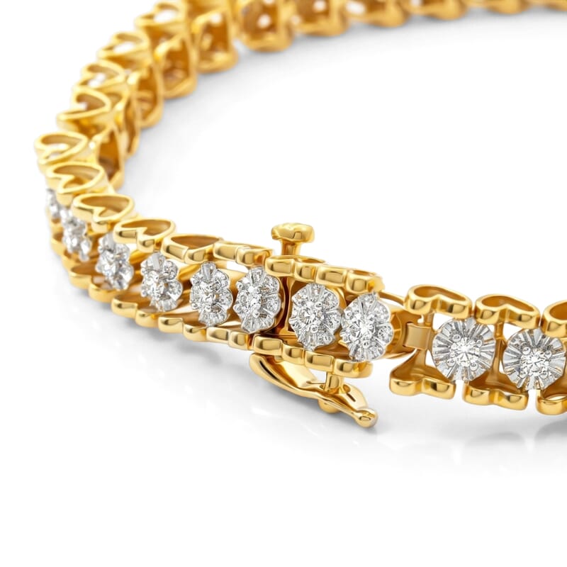 Diamond 1.00 ctw Tennis Bracelet in Goldtone and Silvertone (7.50 In)