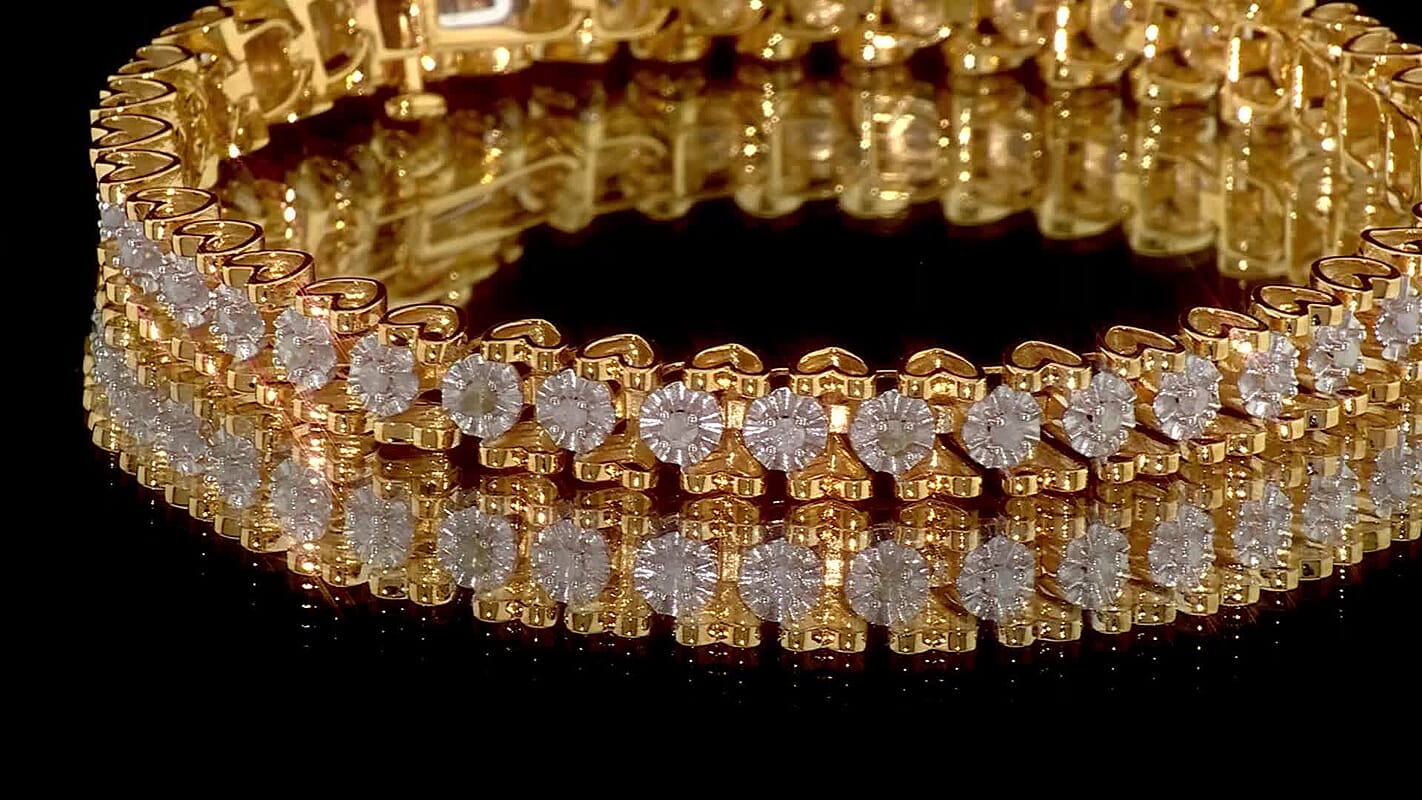 Diamond Tennis Bracelet in Goldtone and Silvertone (7.50 In) 1.00 ctw
