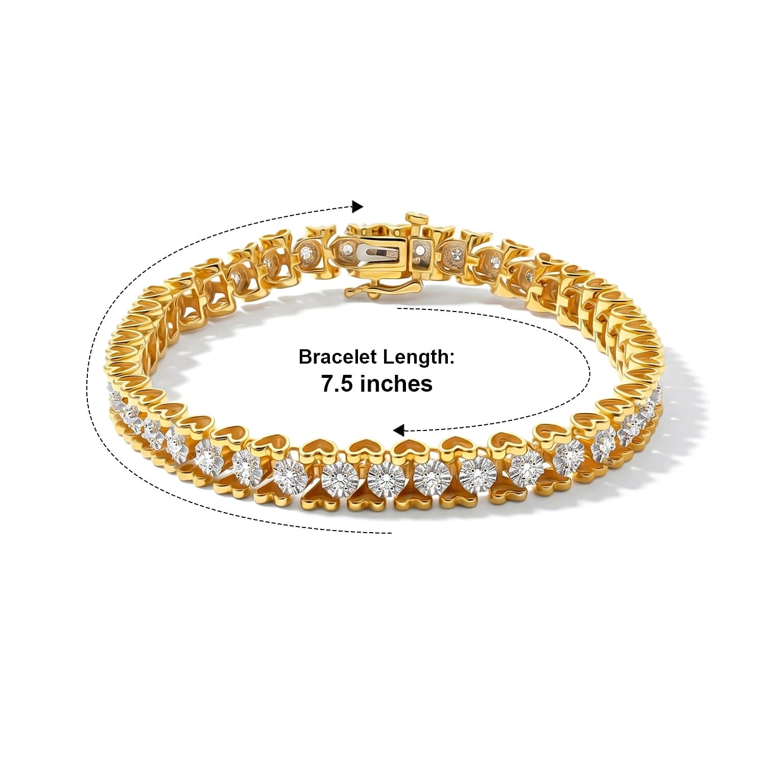 Diamond 1.00 ctw Tennis Bracelet in Goldtone and Silvertone (7.50 In)
