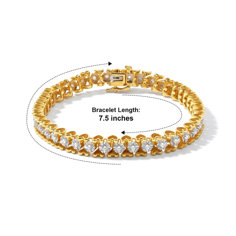 Diamond 1.00 ctw Tennis Bracelet in Goldtone and Silvertone (7.50 In)