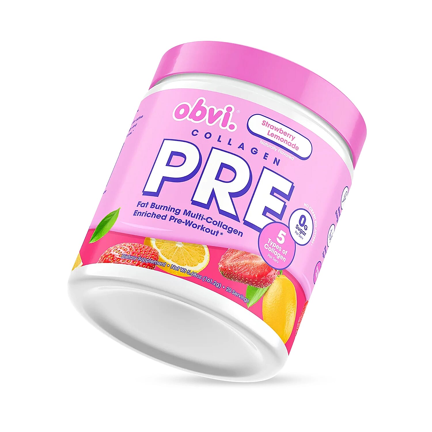 Obvi Collagen Pre-Workout Fat Burning Dietary Supplement (5.68oz) Strawberry Lemonade