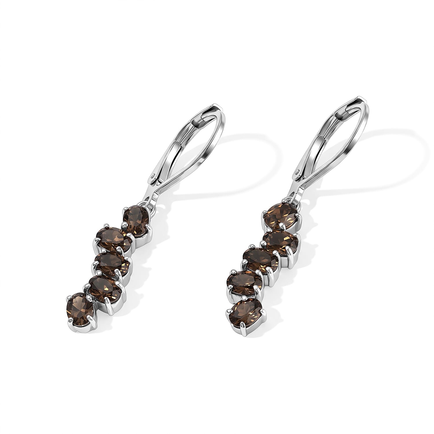 EverTrue Brazilian Smoky Quartz 1.80 ctw Misty Trail Earrings in Stainless Steel