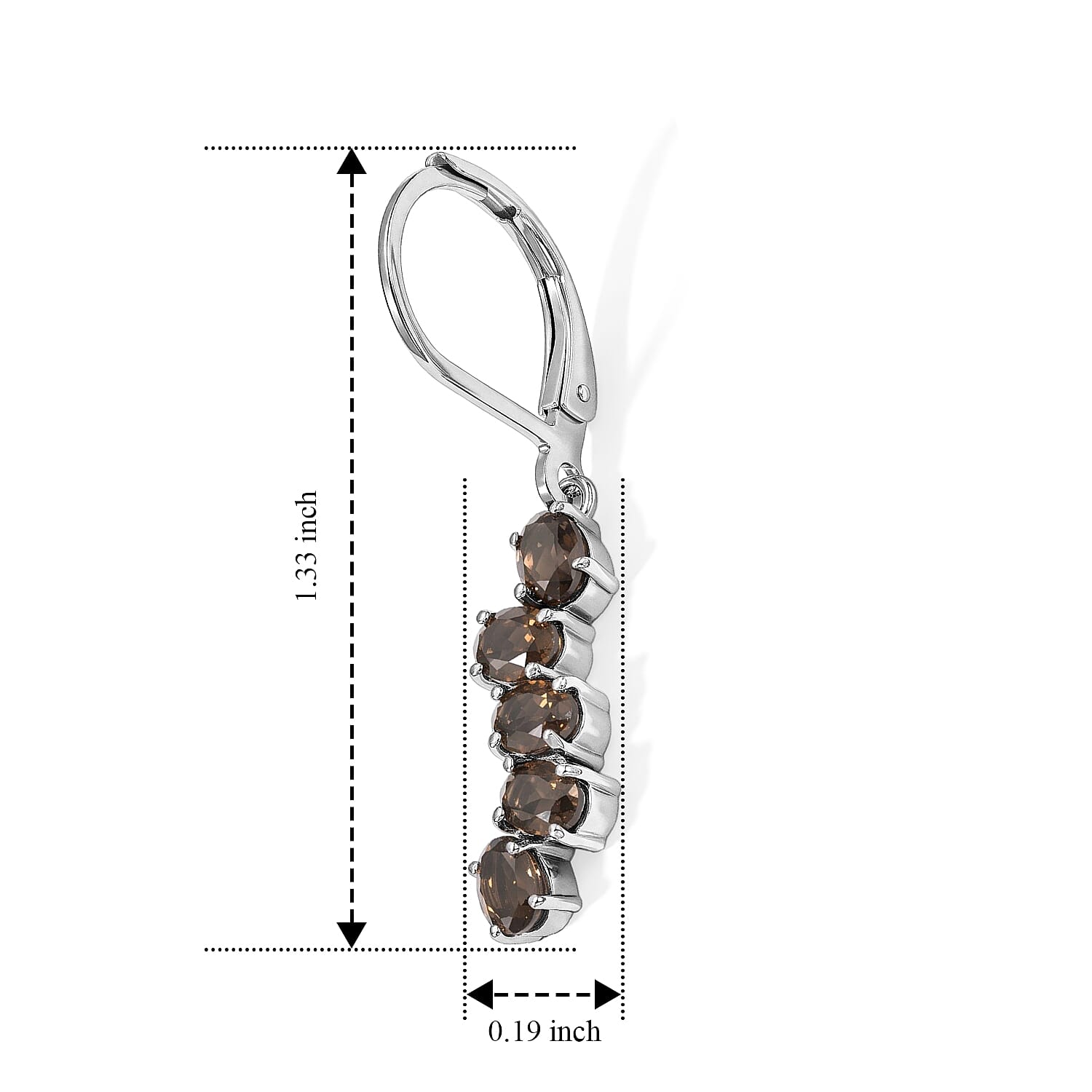 EverTrue Brazilian Smoky Quartz 1.80 ctw Misty Trail Earrings in Stainless Steel