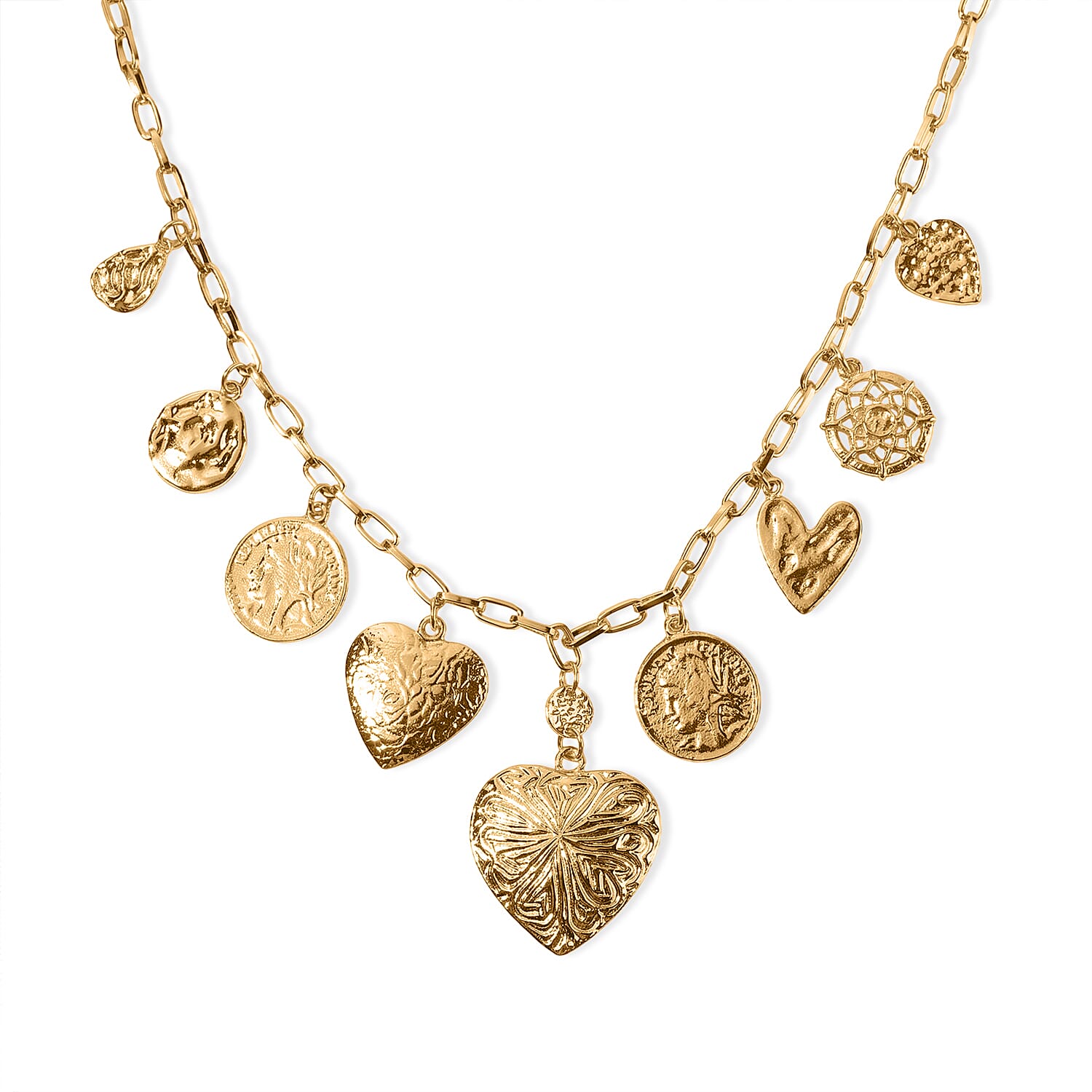 Heart Charm Necklace in Goldtone (22 Inches)